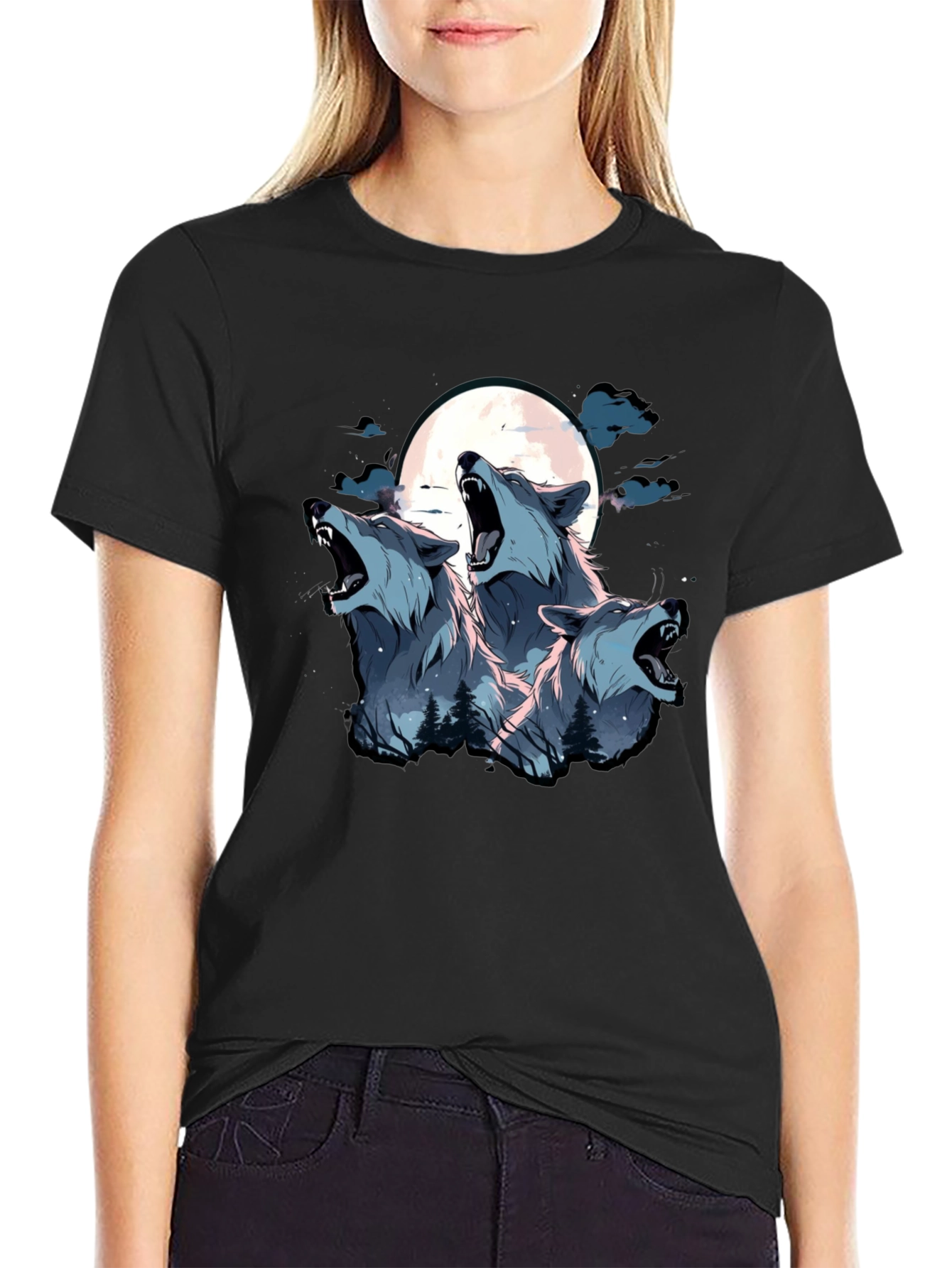 Three Wolf Moon Graphic Tee - Black