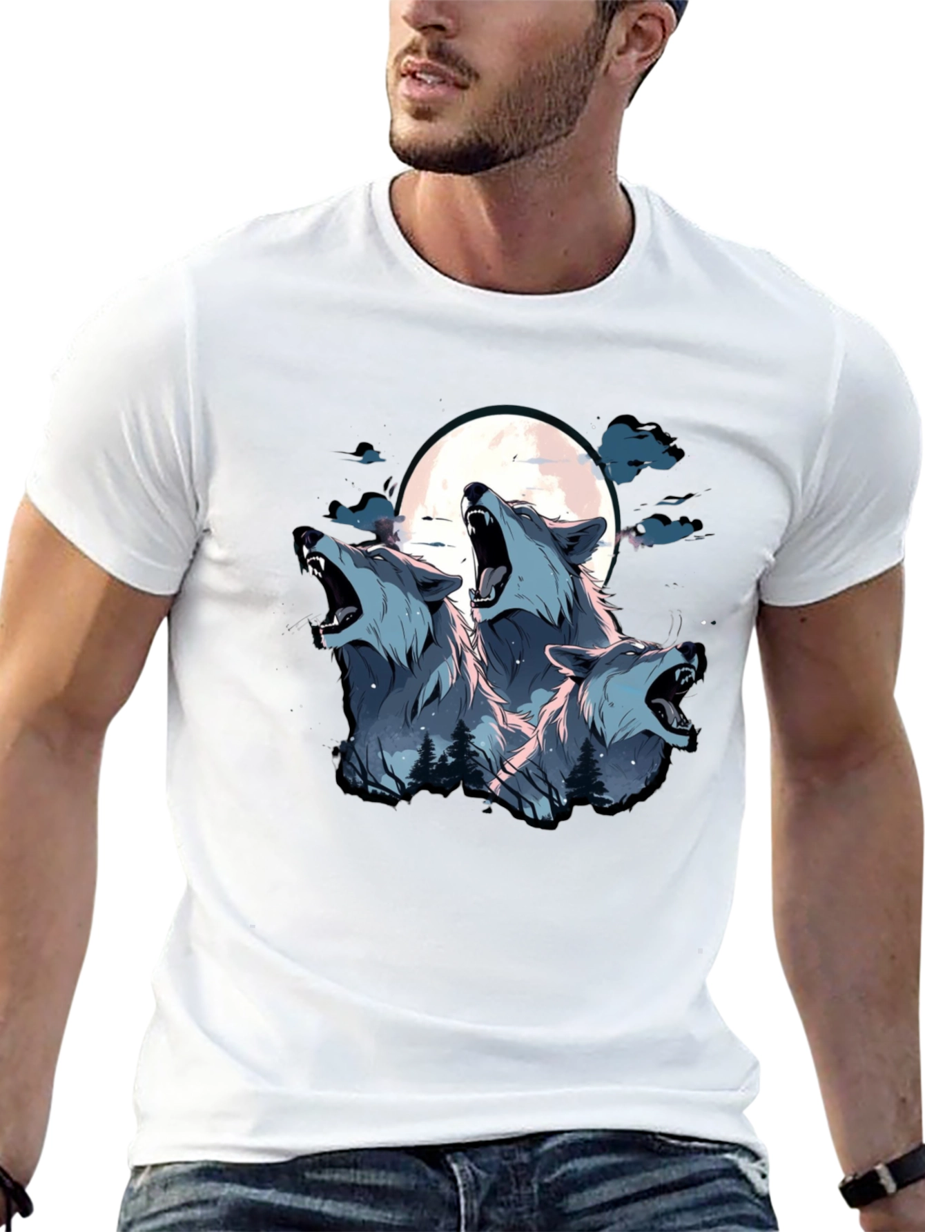 Three Wolf Moon Graphic Tee - Black