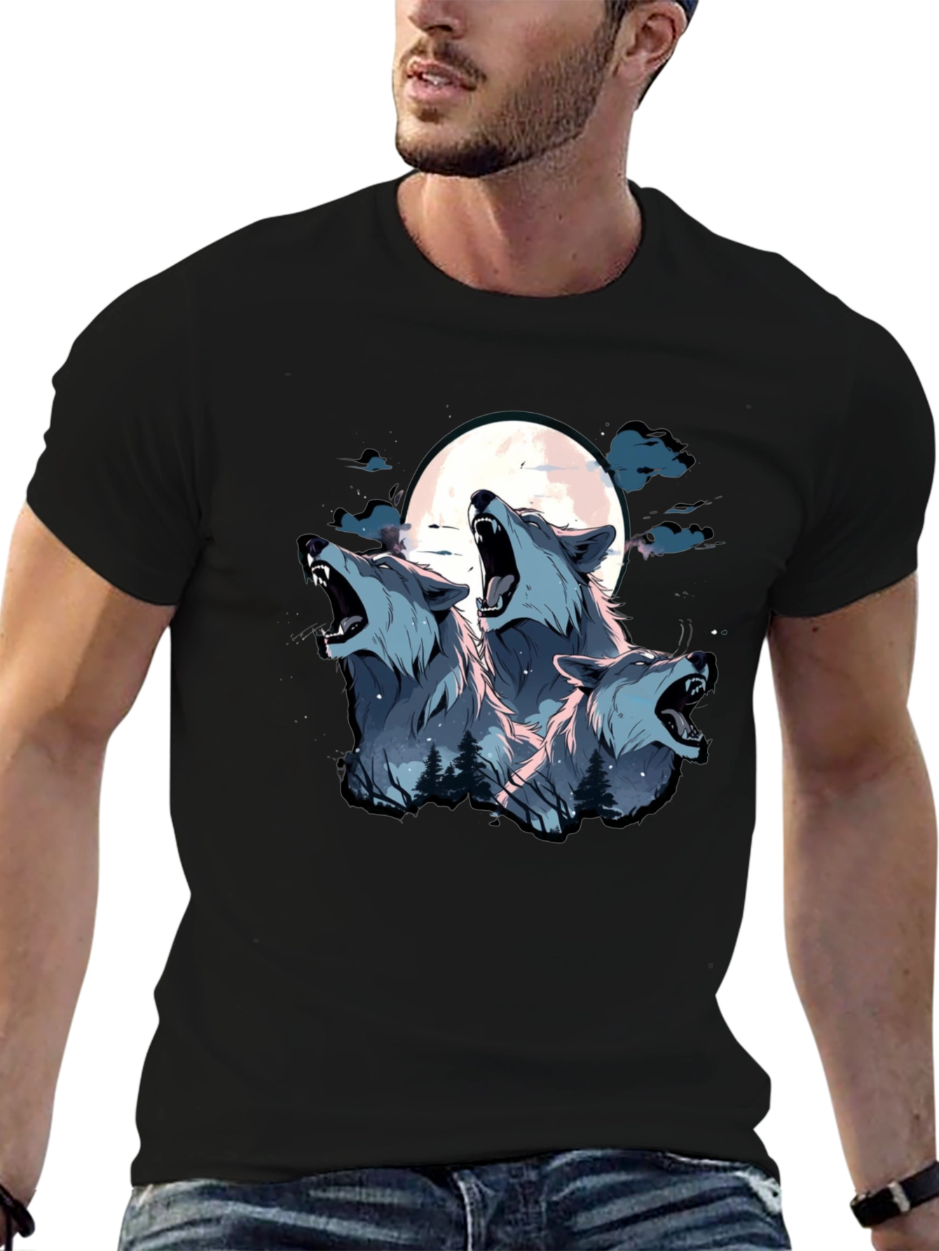 Three Wolf Moon Graphic Tee - Black