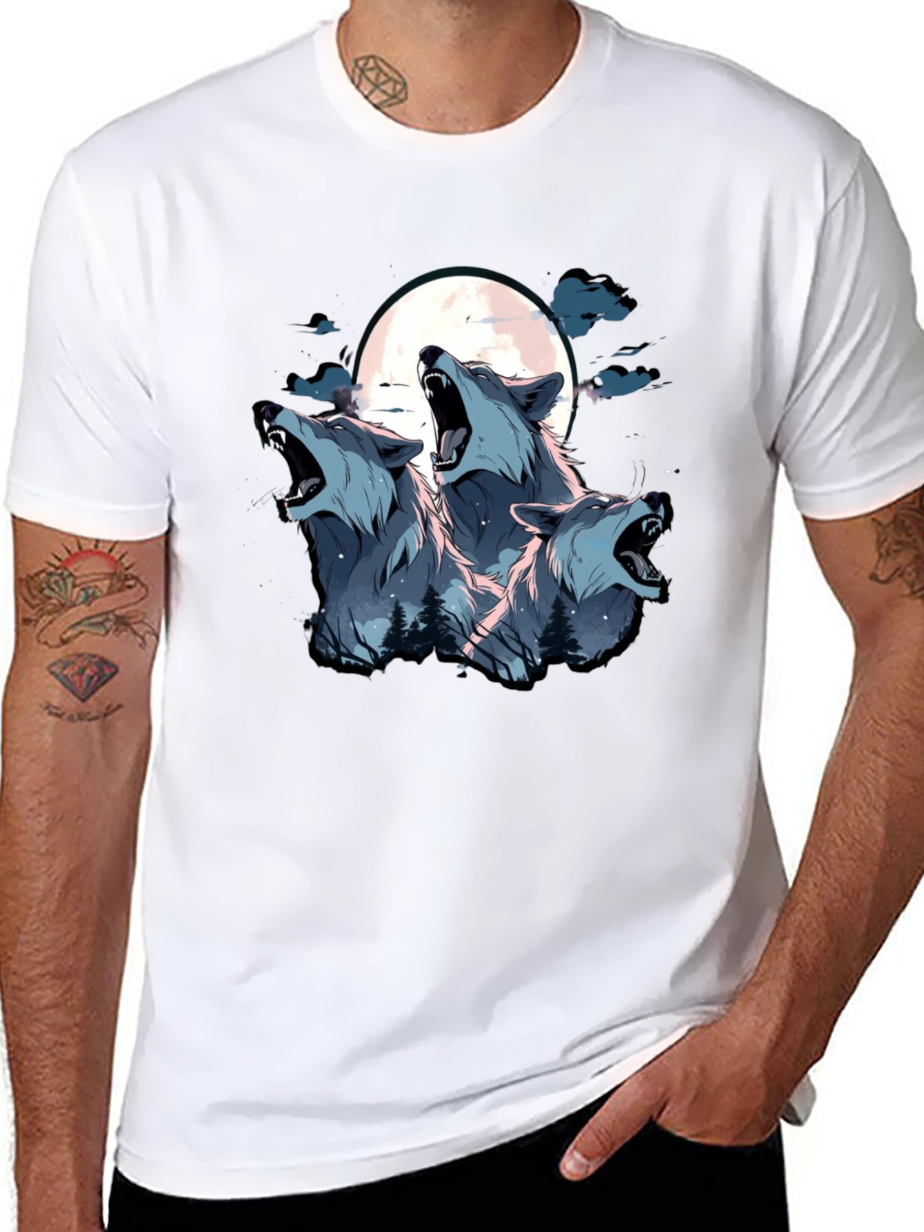Three Wolf Moon Graphic Tee - Black