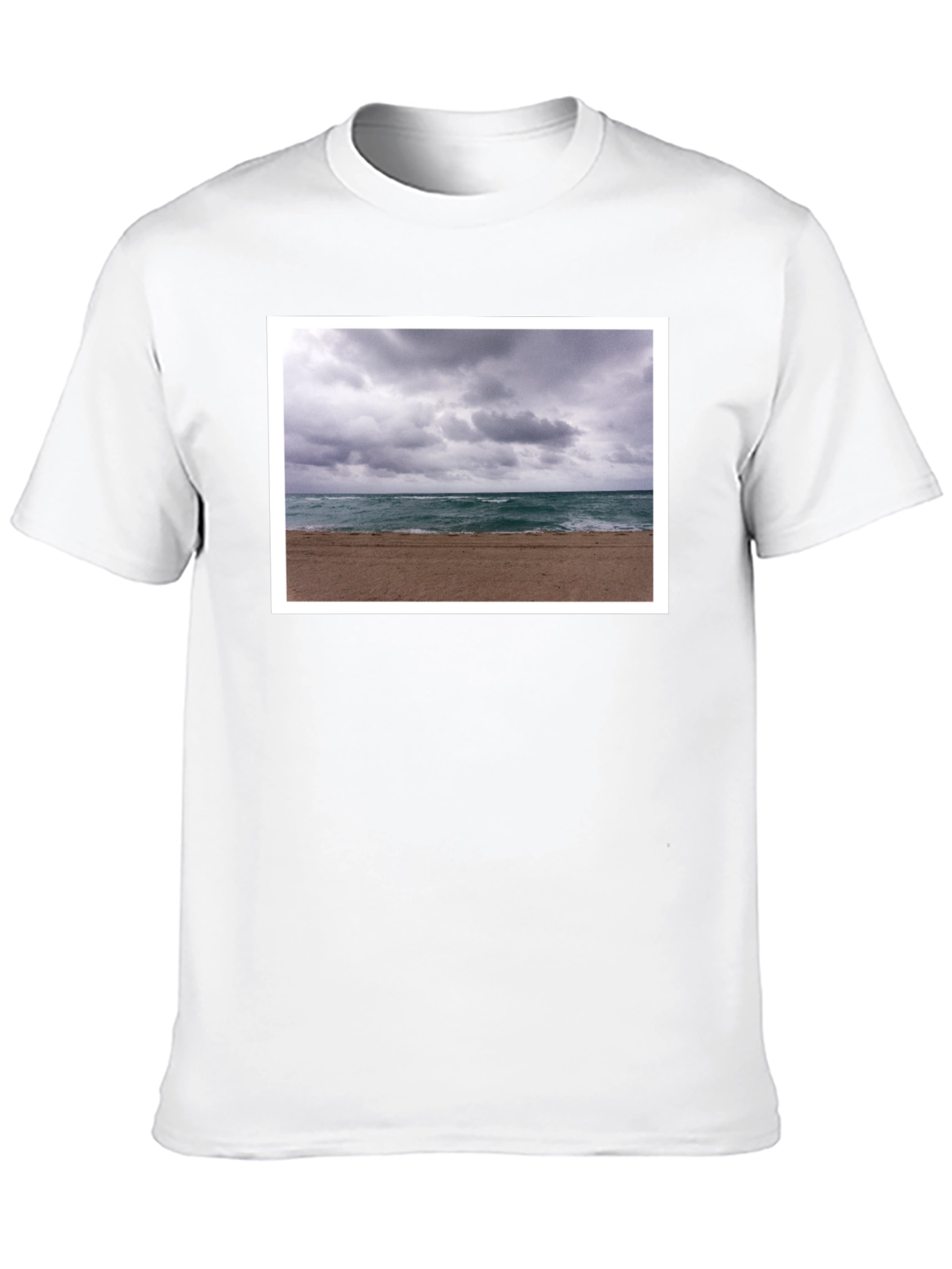 Stormy Beach Graphic Tee - Black Cotton T-Shirt