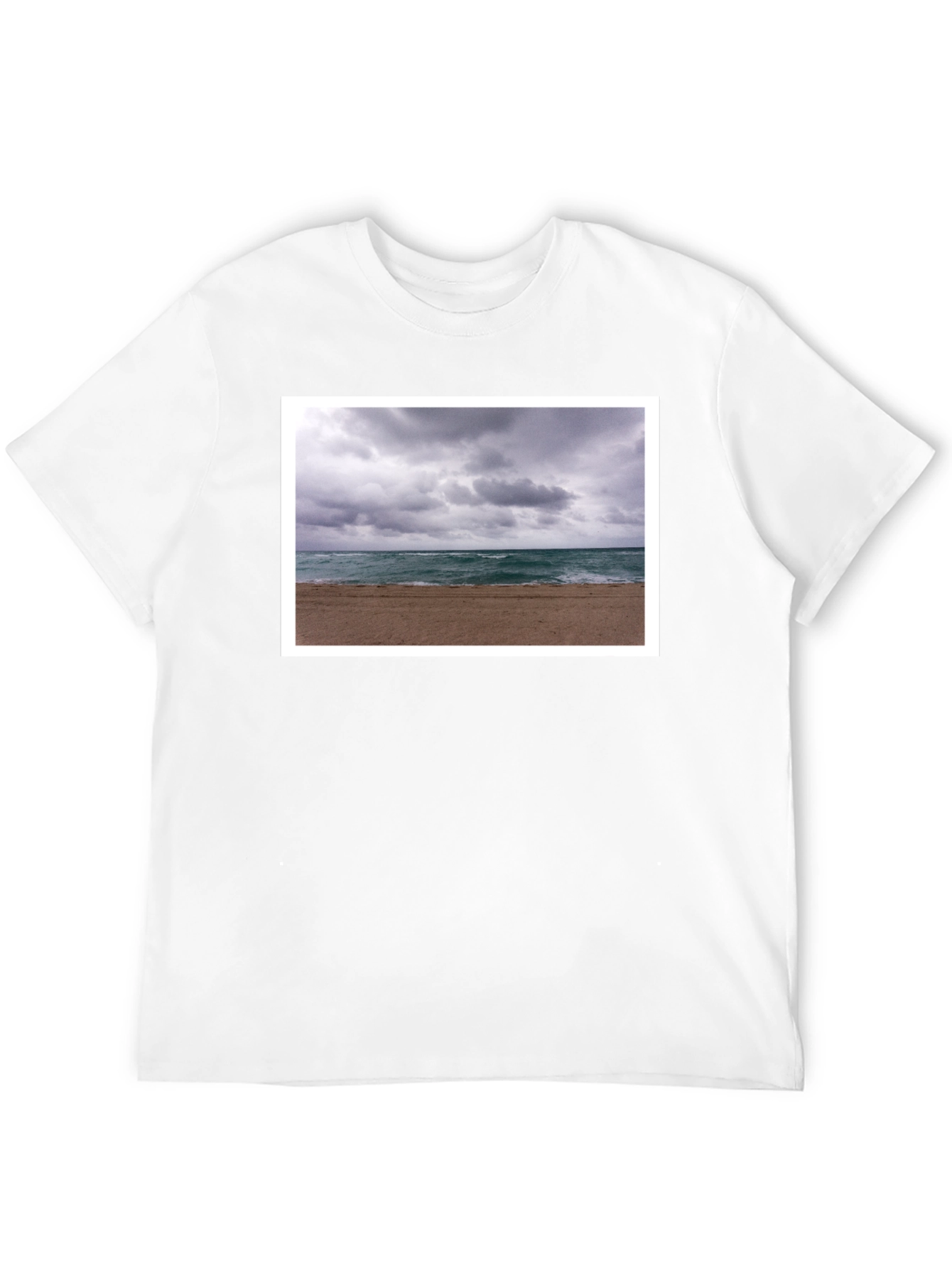 Stormy Beach Graphic Tee - Black Cotton T-Shirt