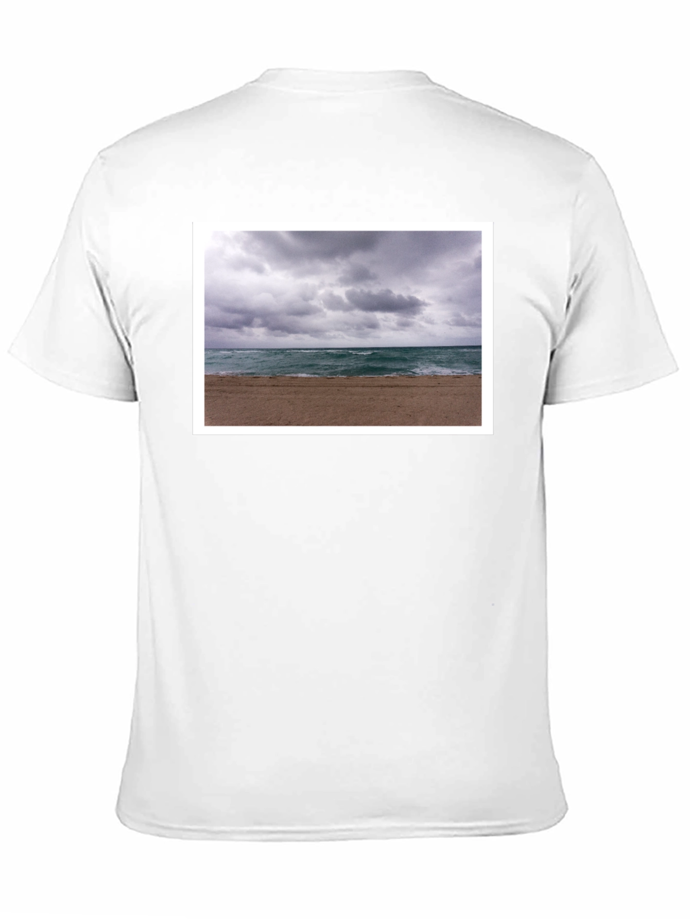 Stormy Beach Graphic Tee - Black Cotton T-Shirt