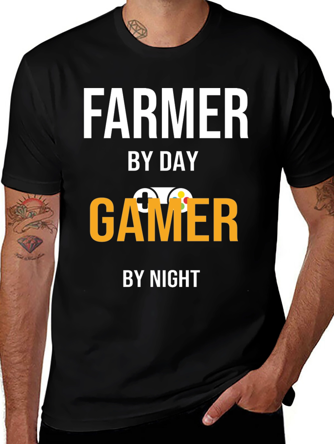 Farmer By Day Gamer By Night Graphic T-Shirt