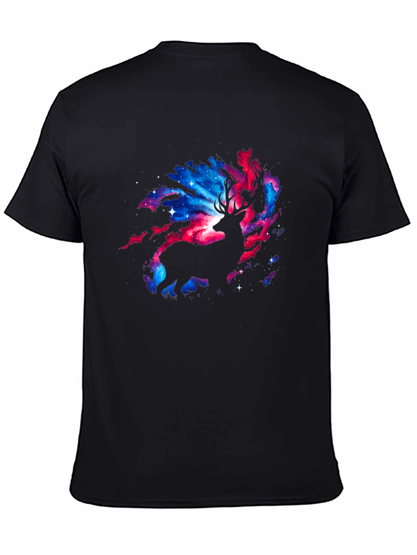 Cosmic Deer Graphic T-Shirt - Black