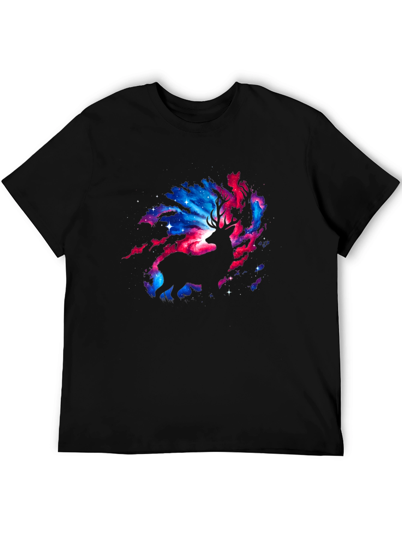 Cosmic Deer Graphic T-Shirt - Black