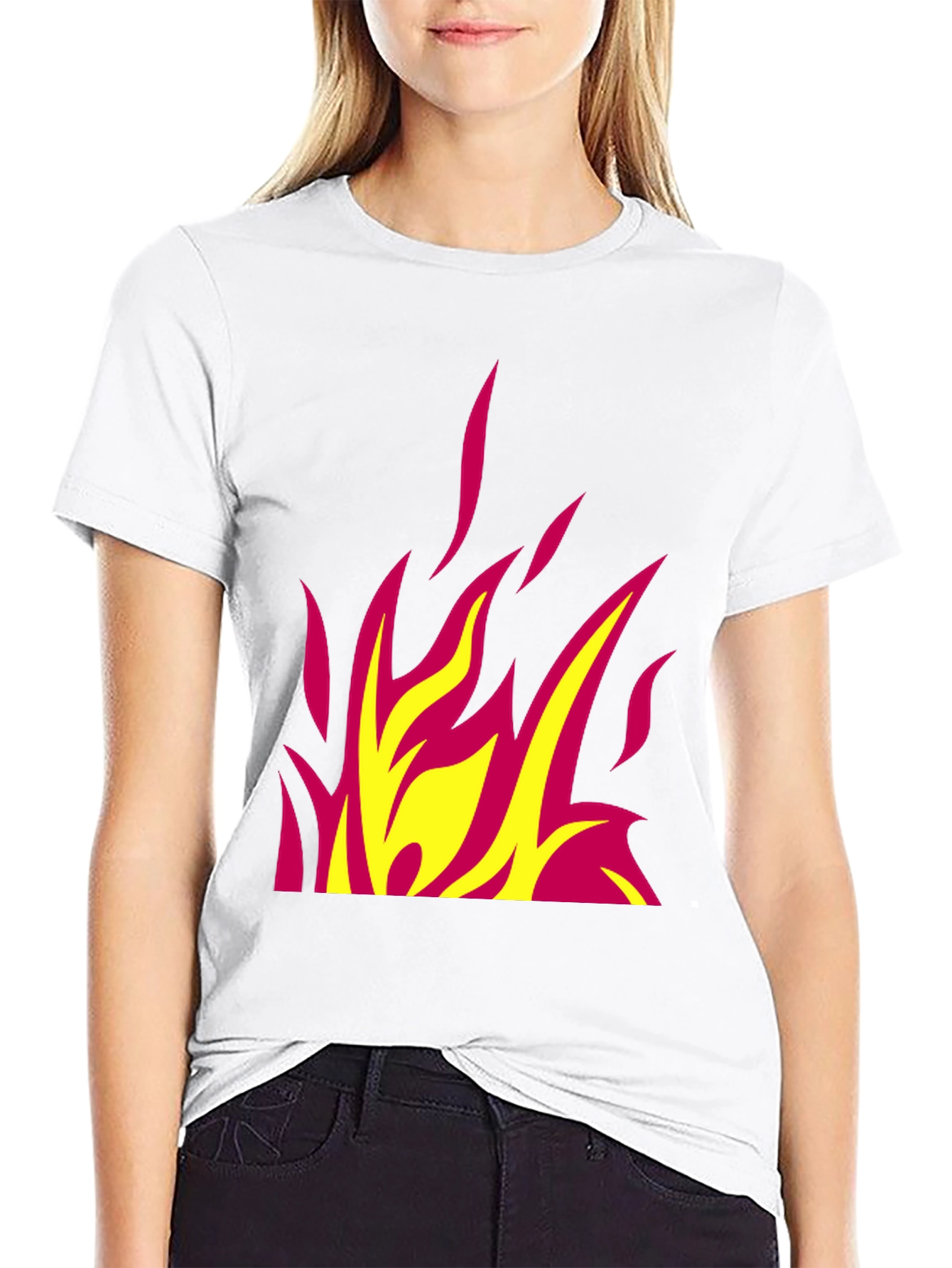 Fiery Graphic Tee - Bold Flame Design Black T-Shirt