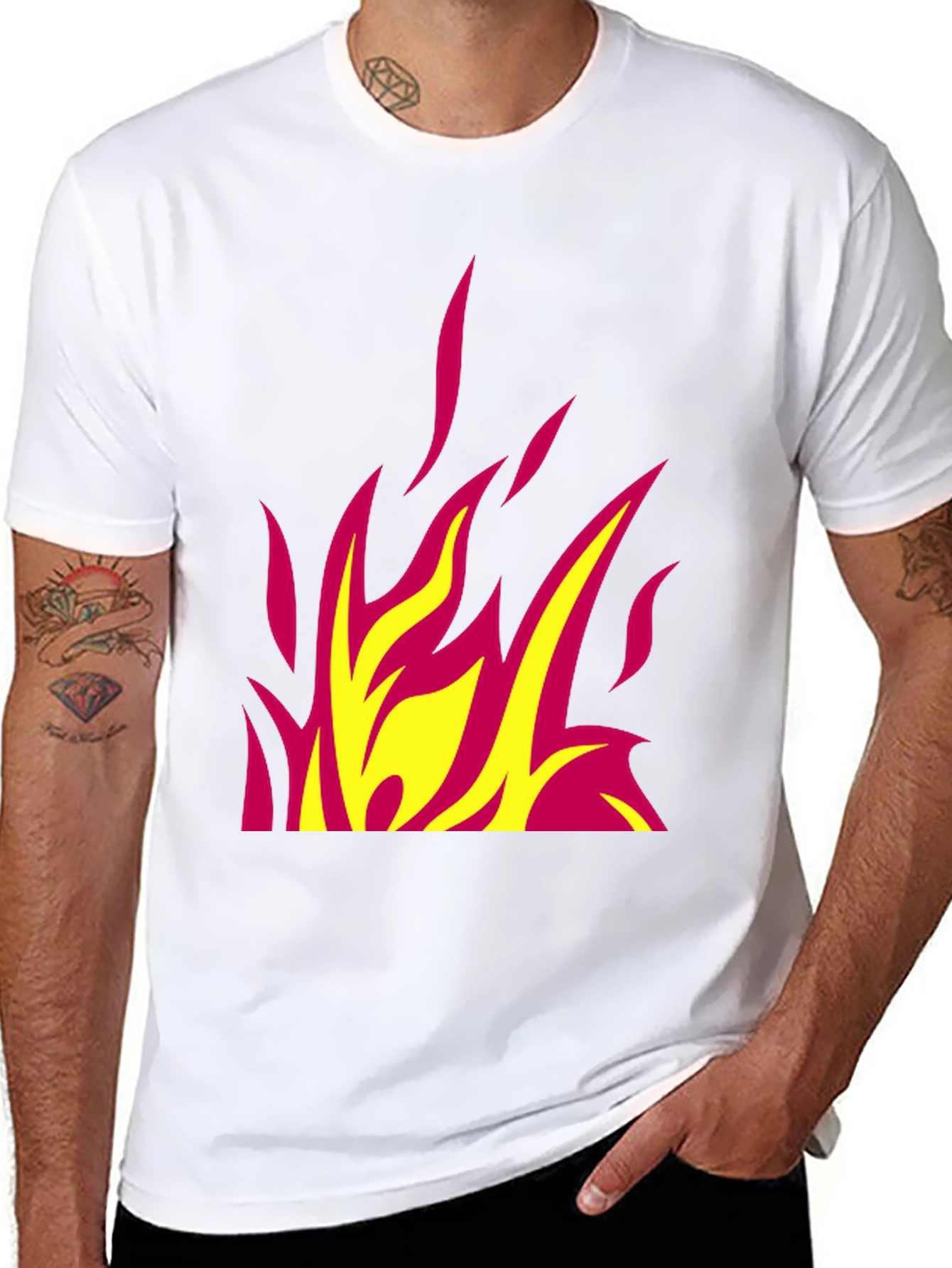 Fiery Graphic Tee - Bold Flame Design Black T-Shirt