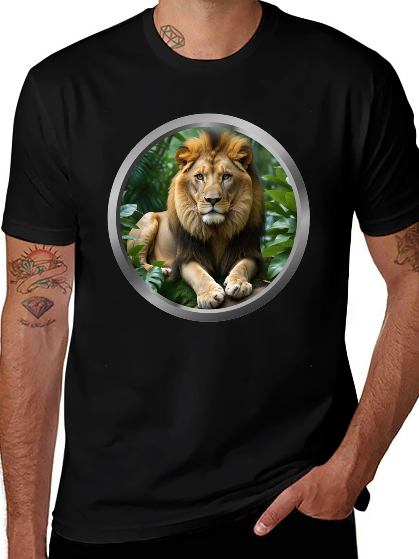 Lion Graphic Tee - Mens Black T-Shirt