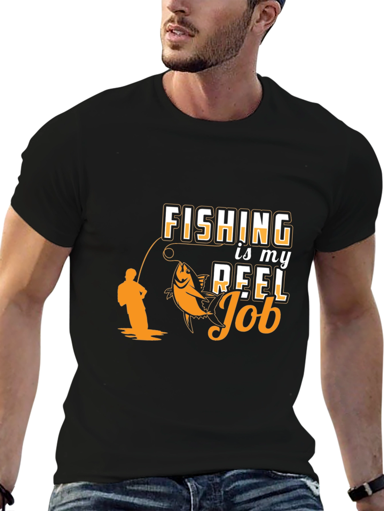 Fishing is my Reel Job Black T-Shirt