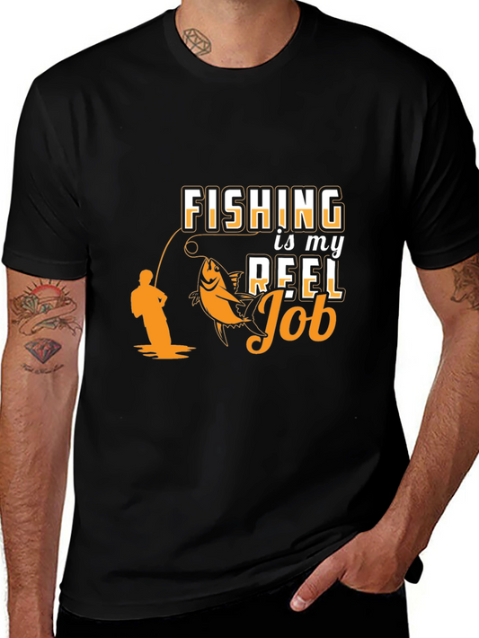 Fishing is my Reel Job Black T-Shirt