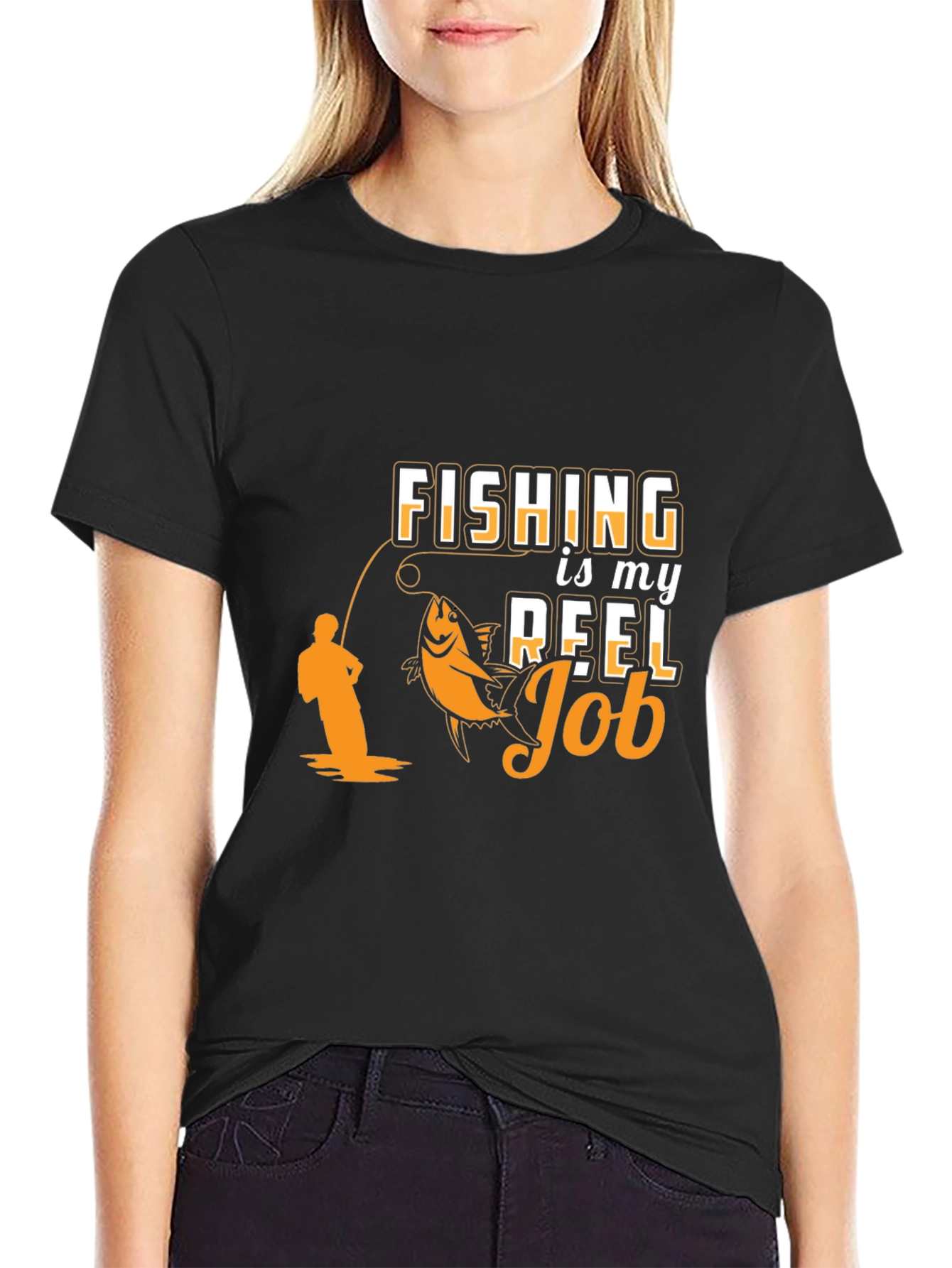 Fishing is my Reel Job Black T-Shirt