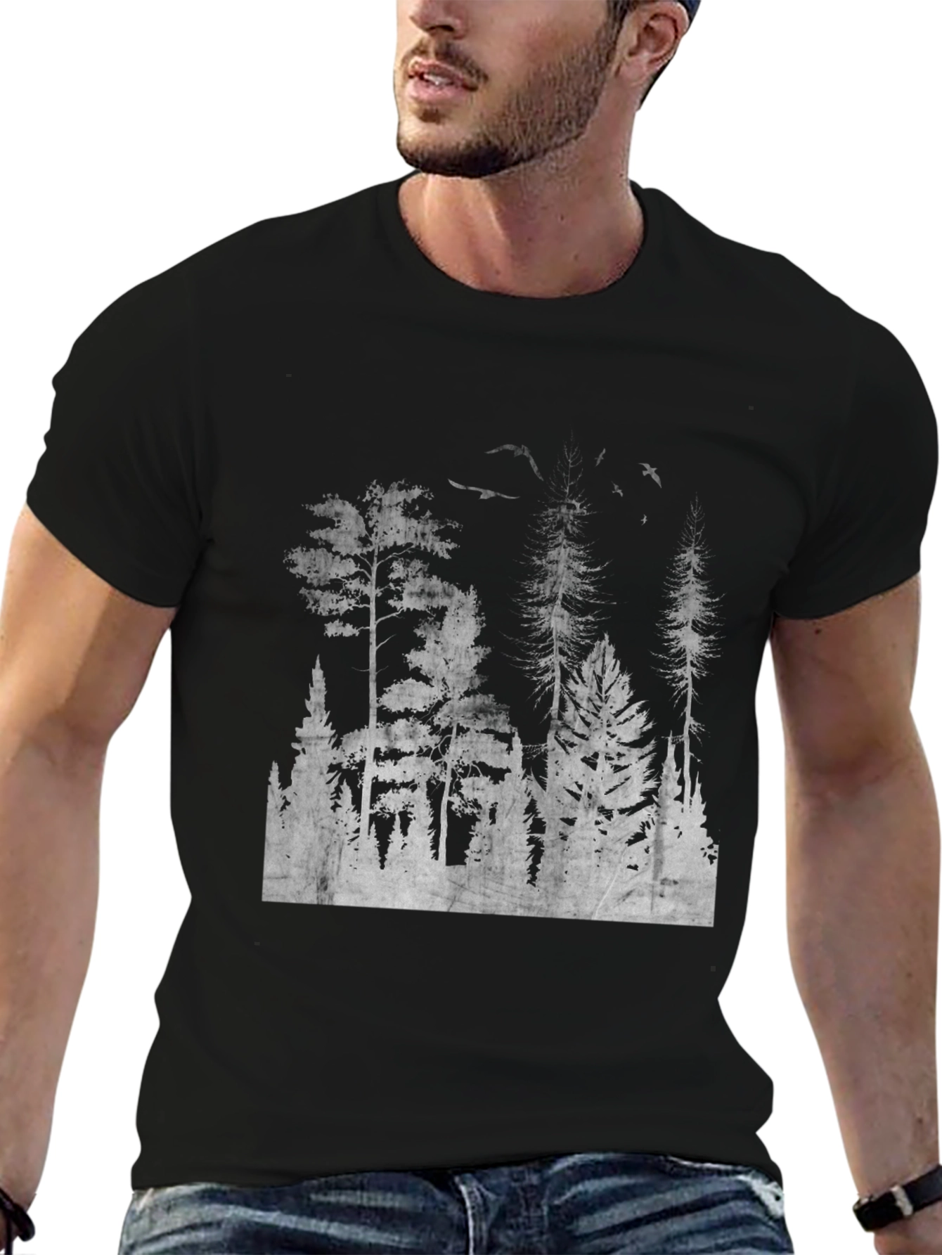 Mens Black Forest Print Tee