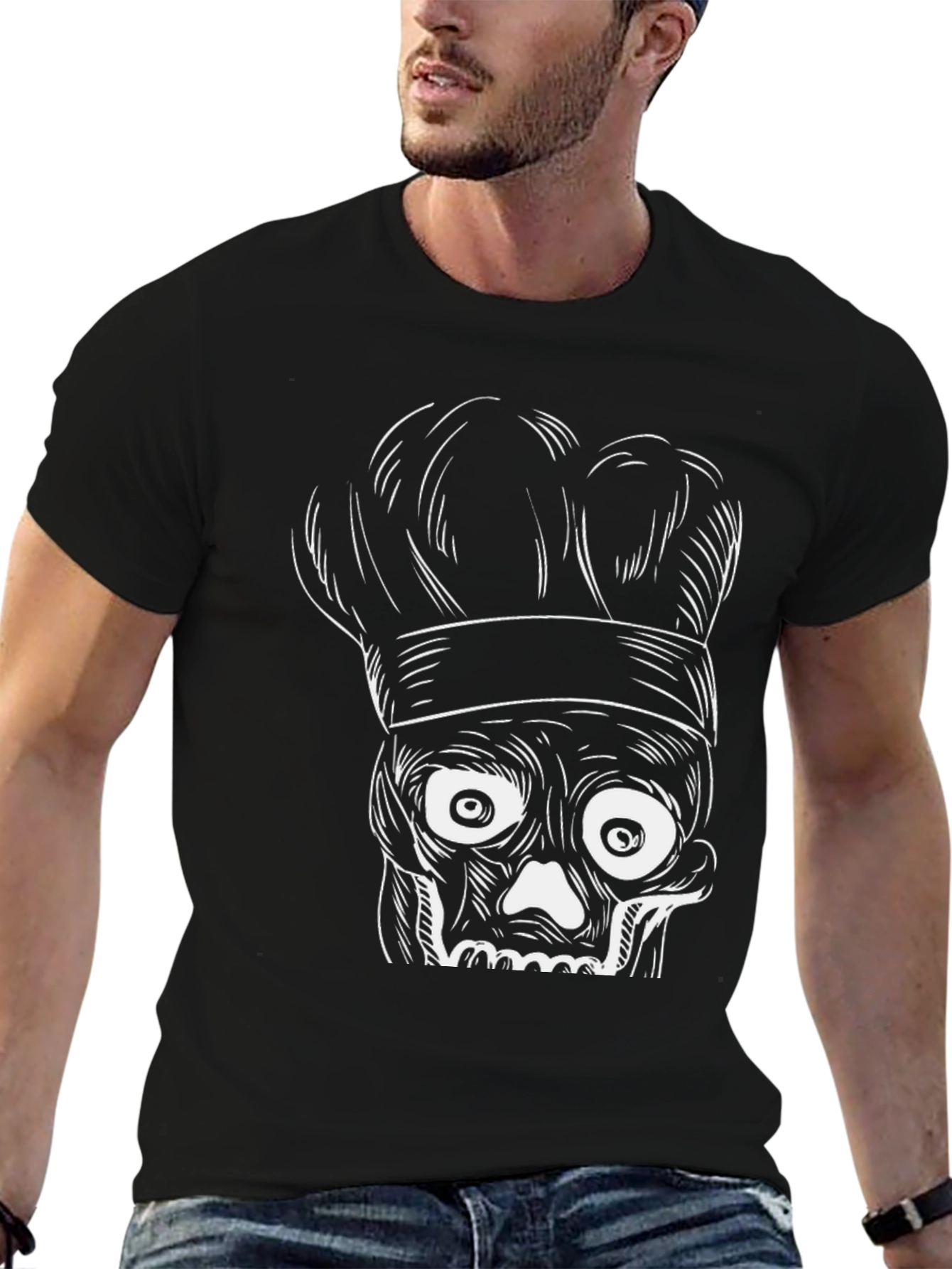 Chef Skull Graphic T-Shirt - Black