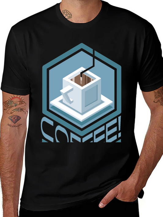 Geometric Coffee T-Shirt - Unique Graphic Tee