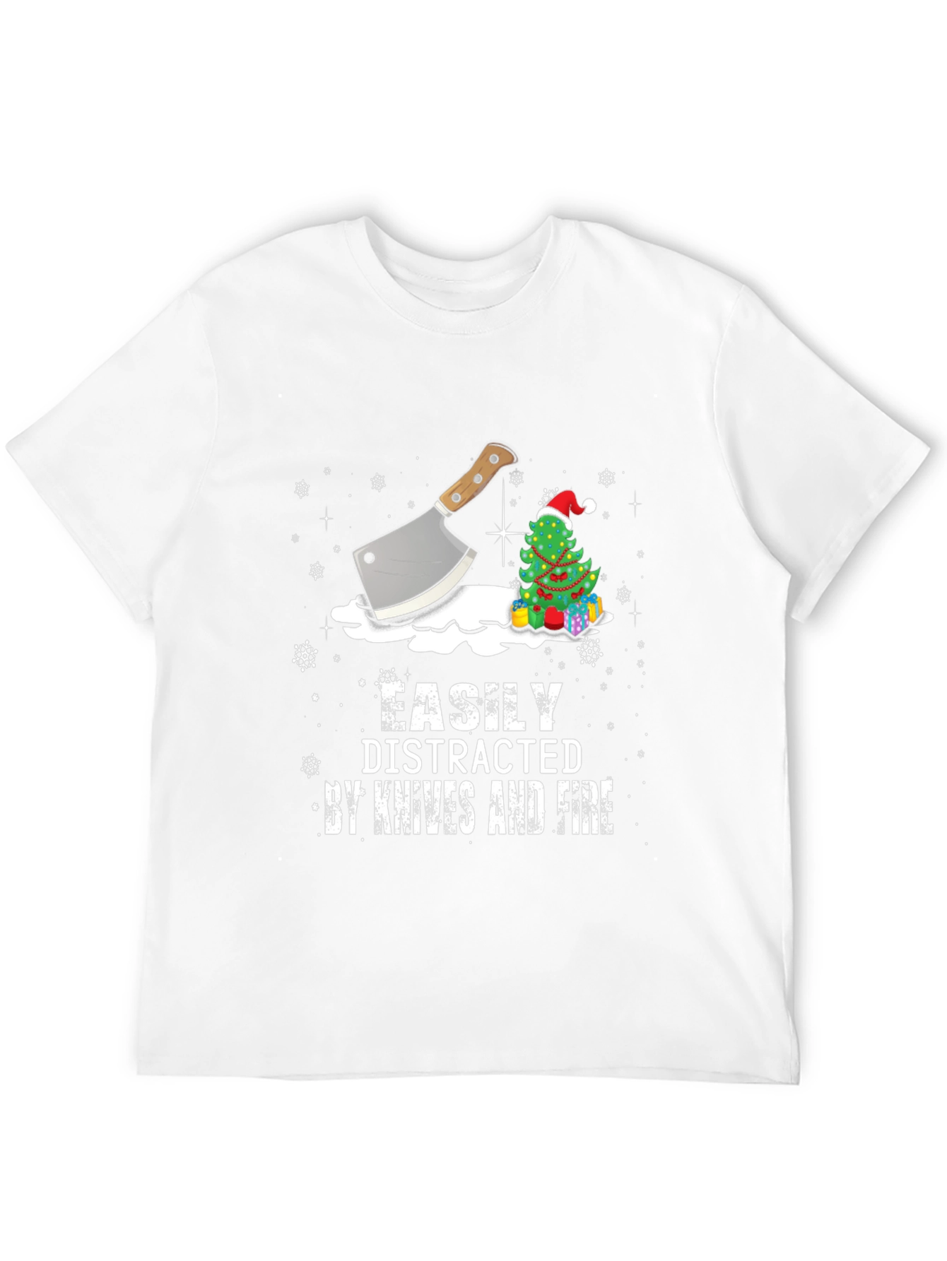 Easily Distracted By Knives and Fire Christmas T-Shirt