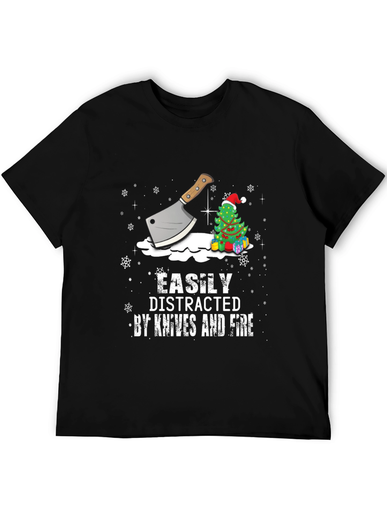 Easily Distracted By Knives and Fire Christmas T-Shirt