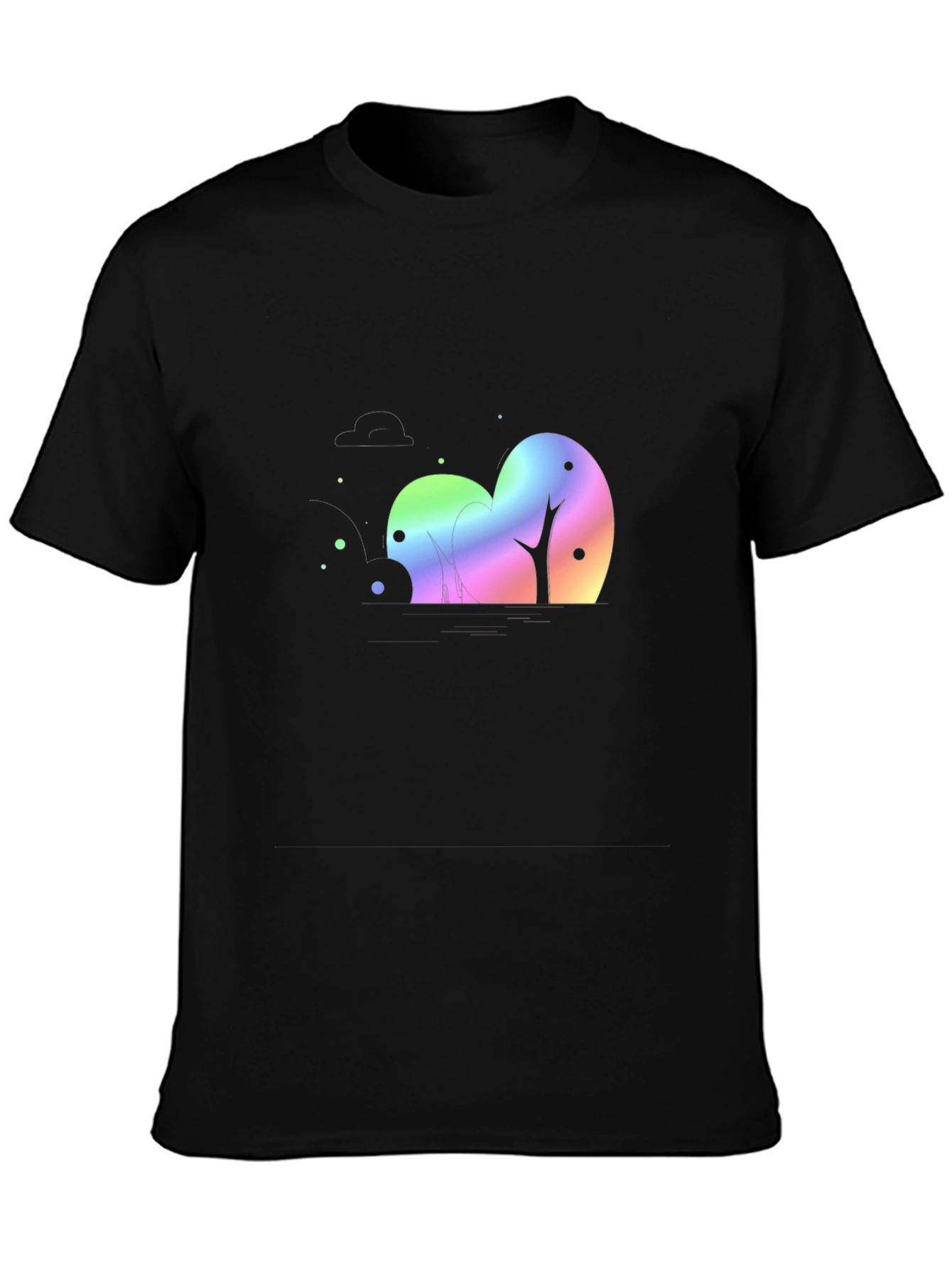 Rainbow Trees Black T-Shirt