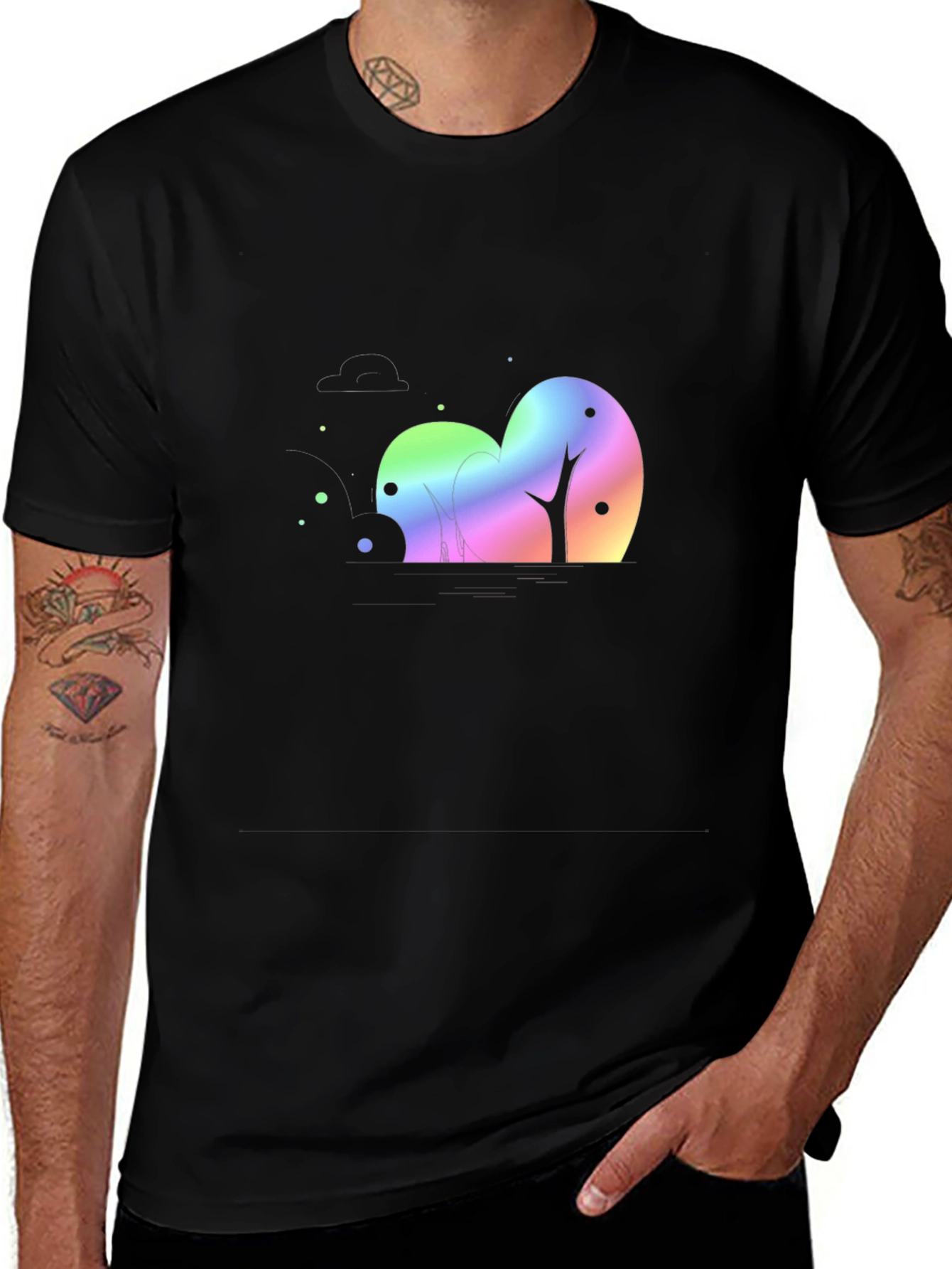 Rainbow Trees Black T-Shirt