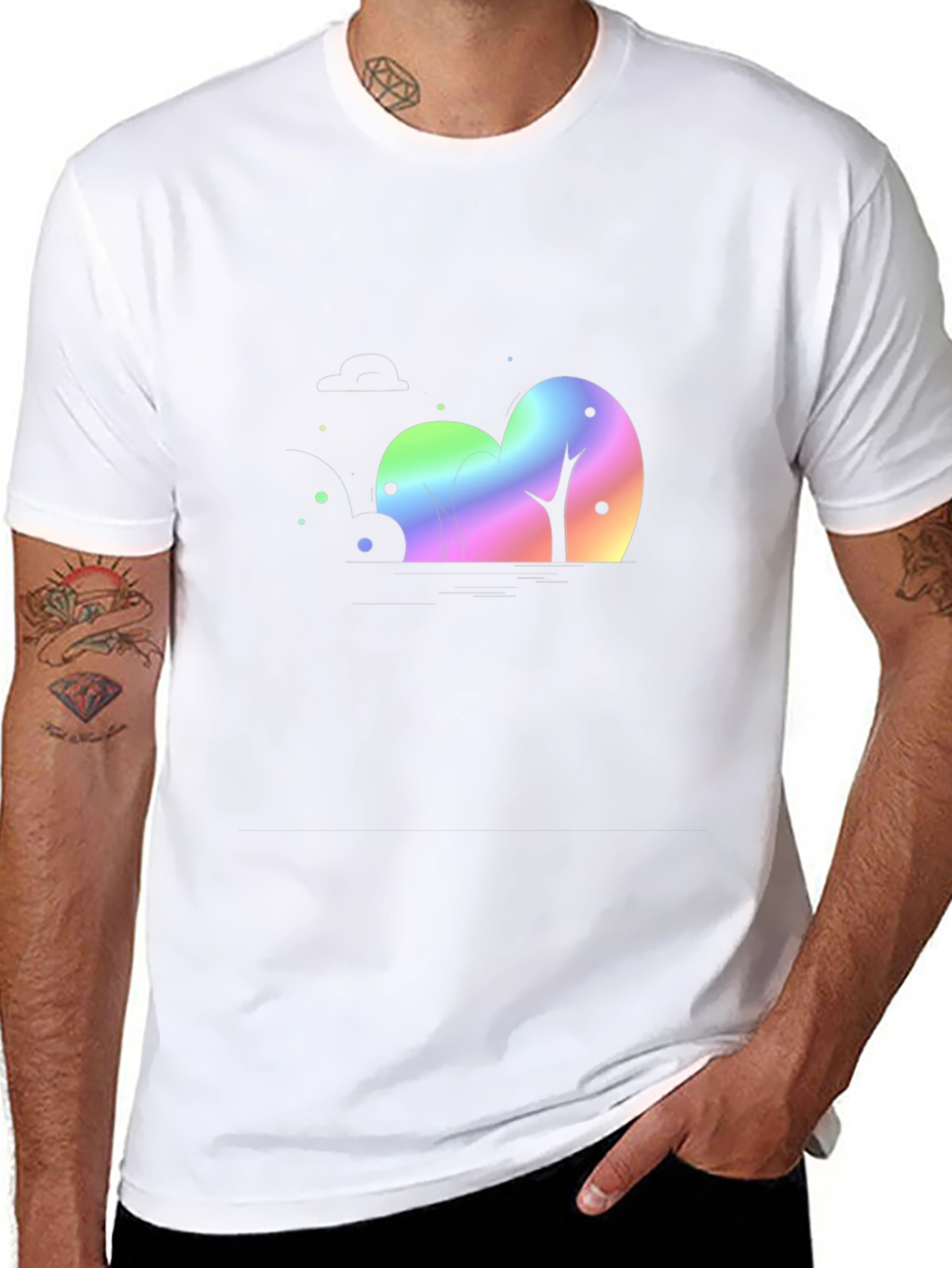 Rainbow Trees Black T-Shirt