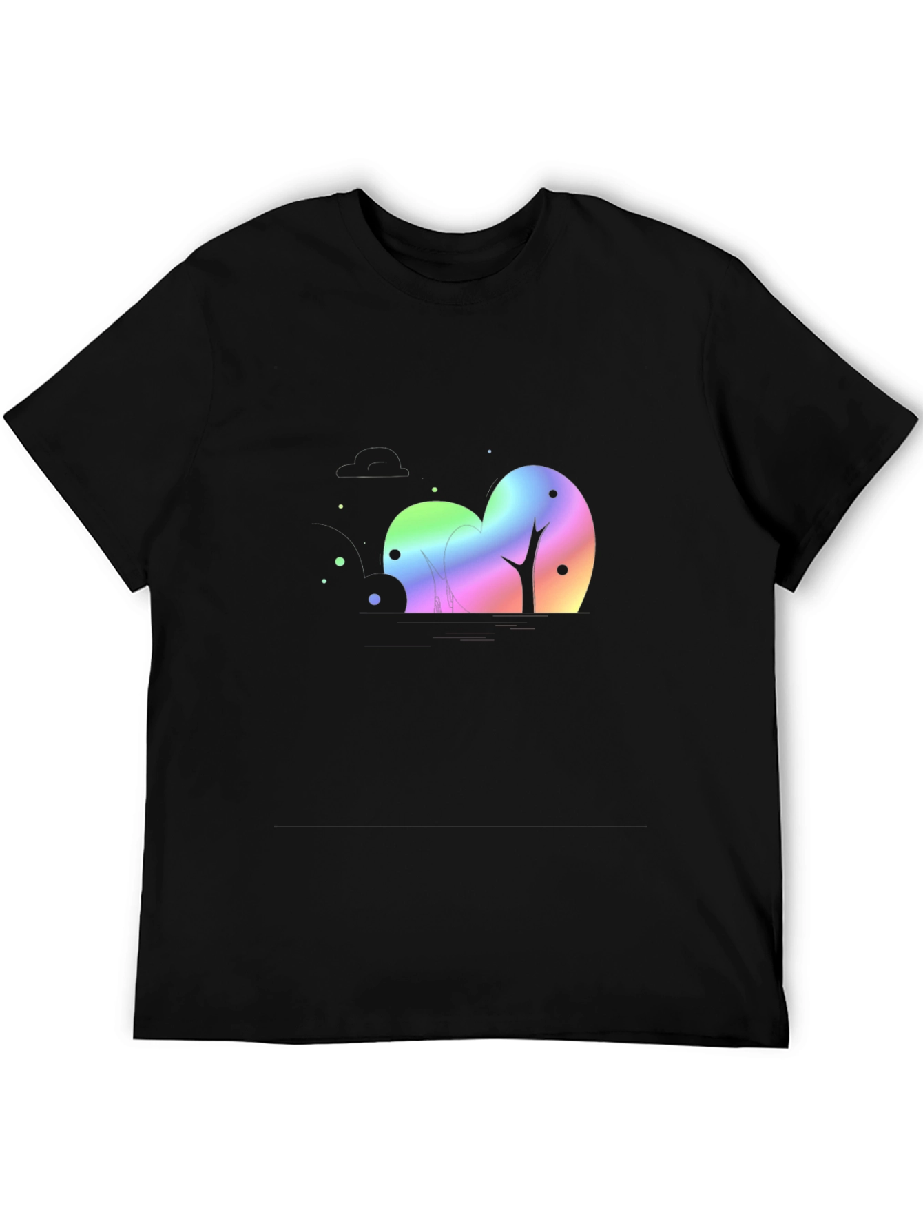 Rainbow Trees Black T-Shirt
