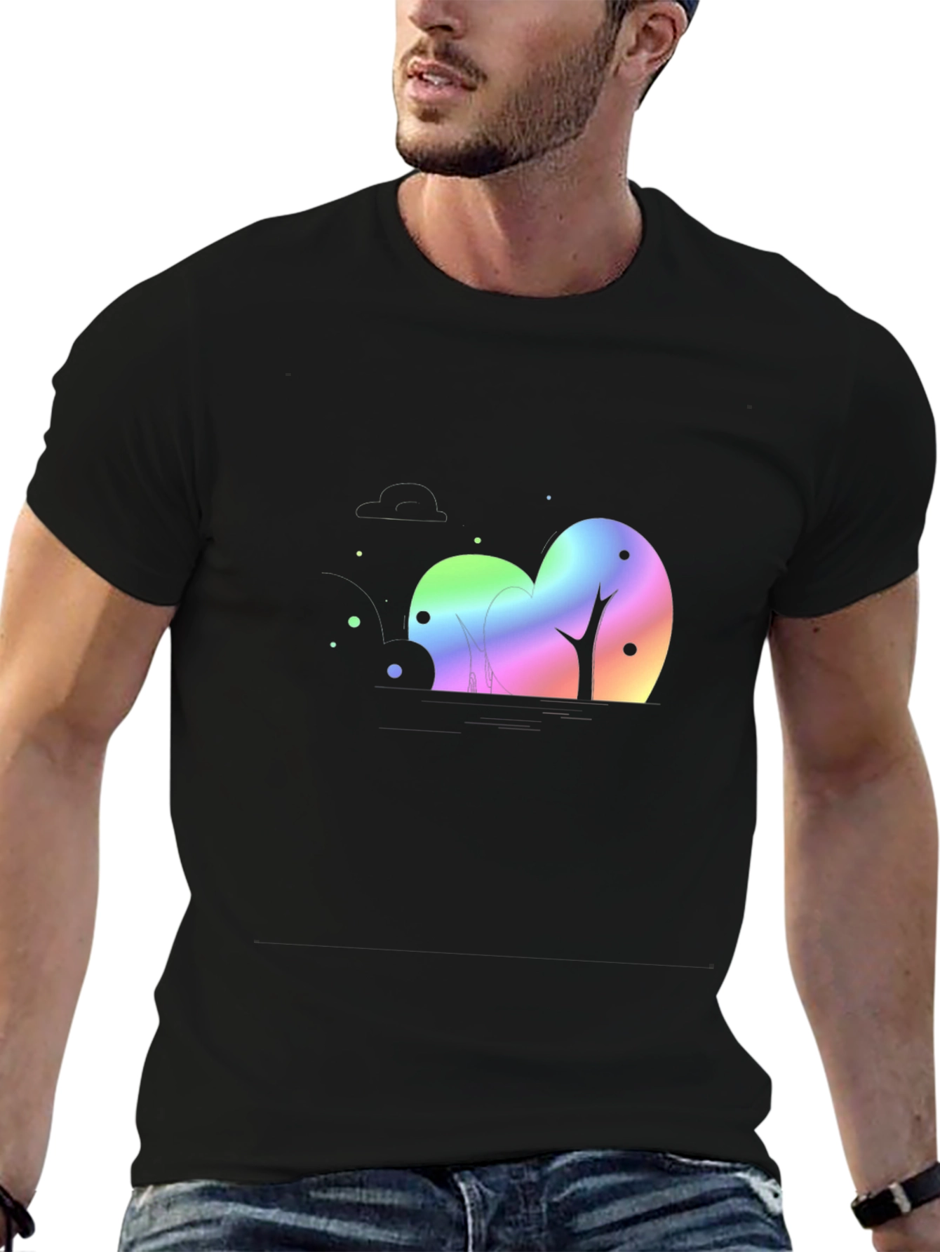 Rainbow Trees Black T-Shirt