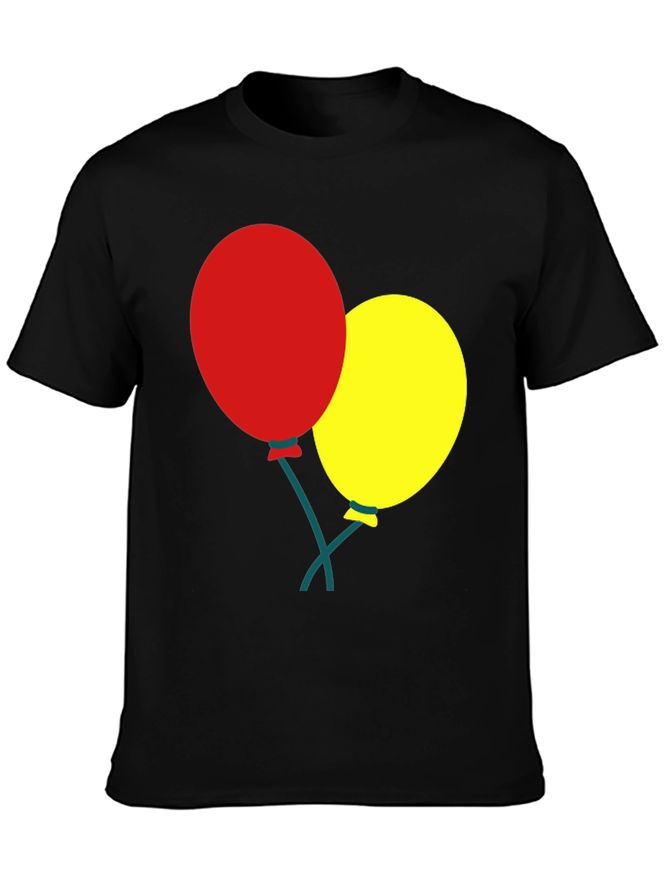 Black T-Shirt with Balloons Graphic