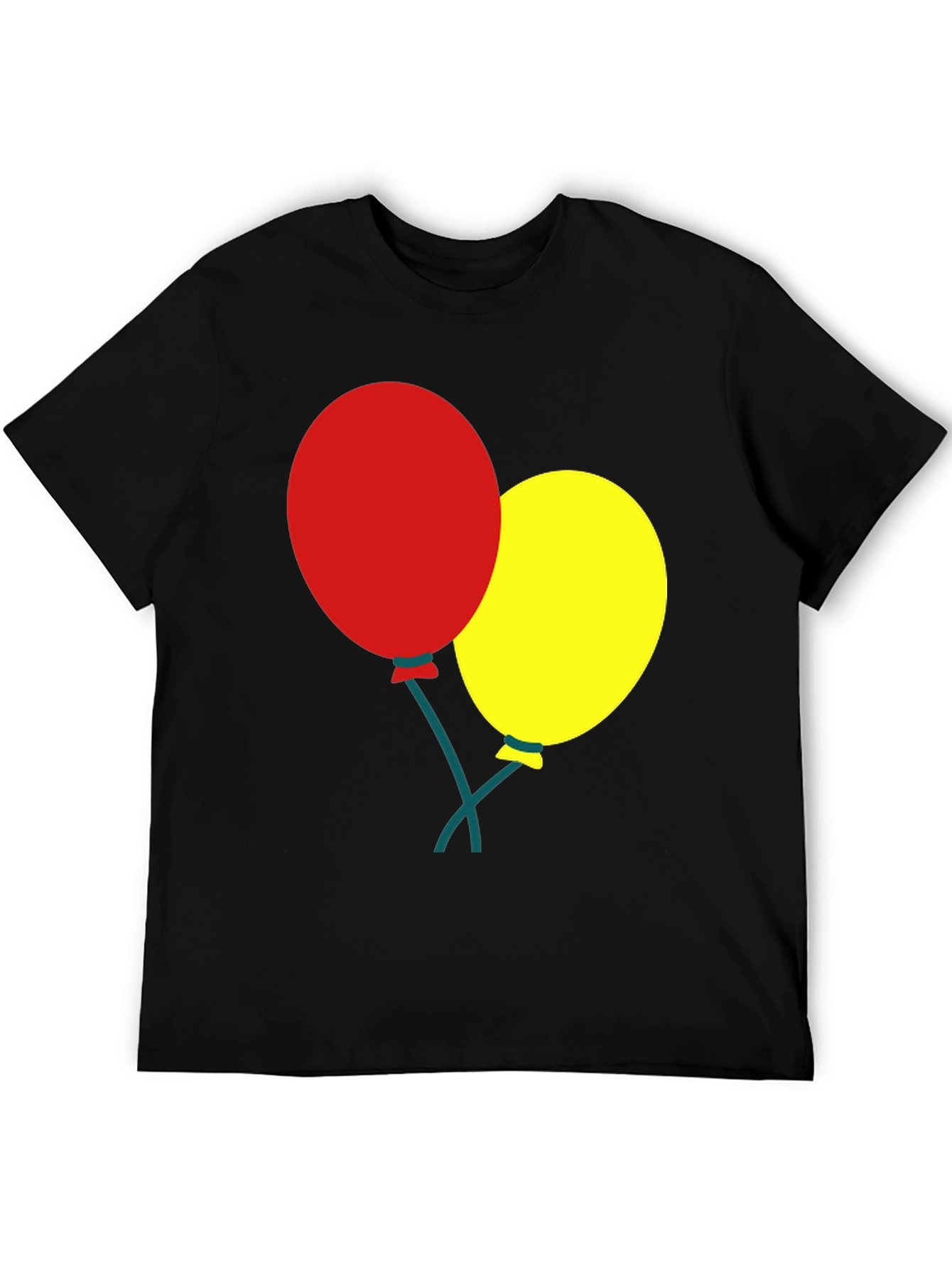 Black T-Shirt with Balloons Graphic