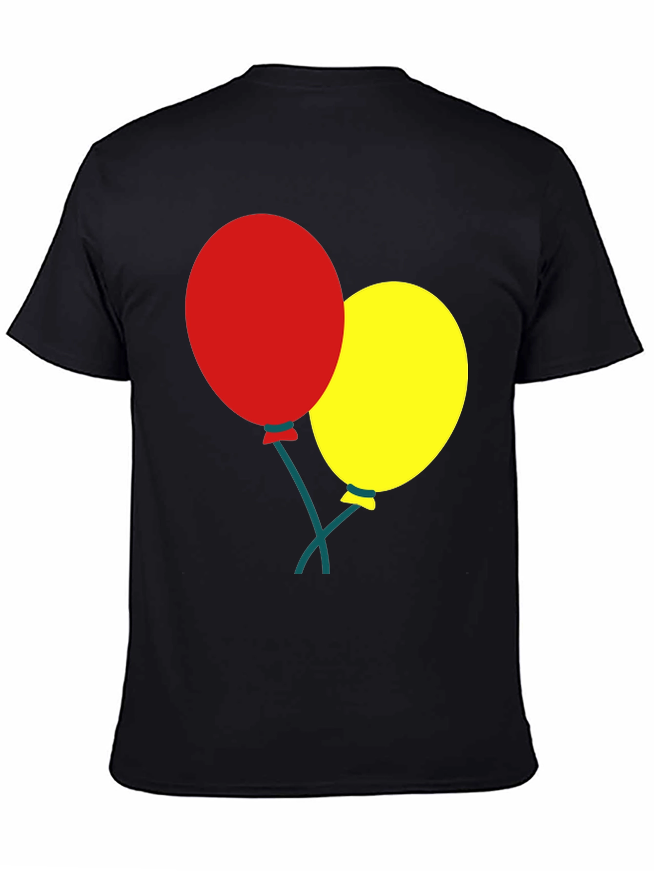 Black T-Shirt with Balloons Graphic