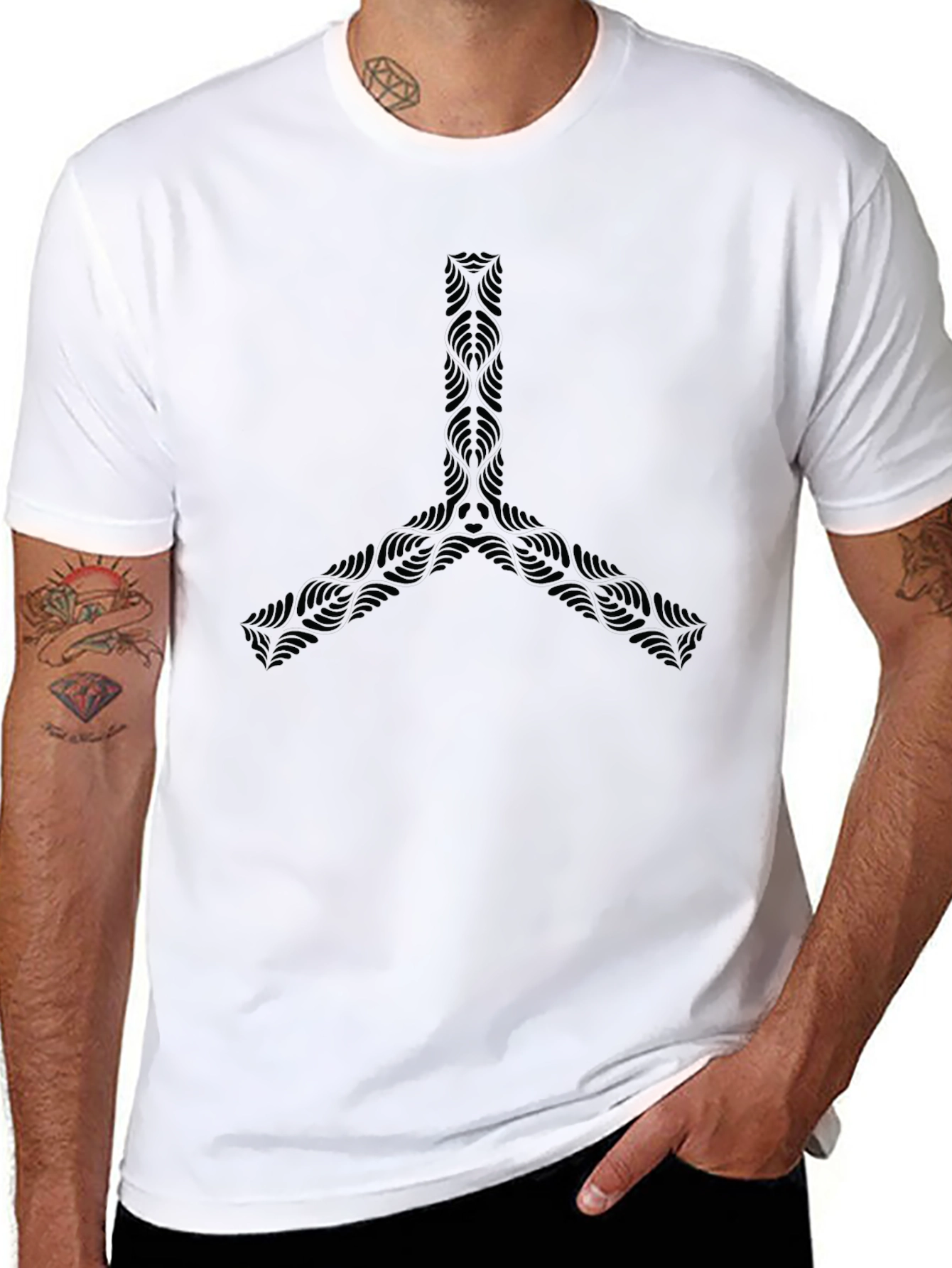 Abstract Graphic Print Black Crew Neck T-Shirt