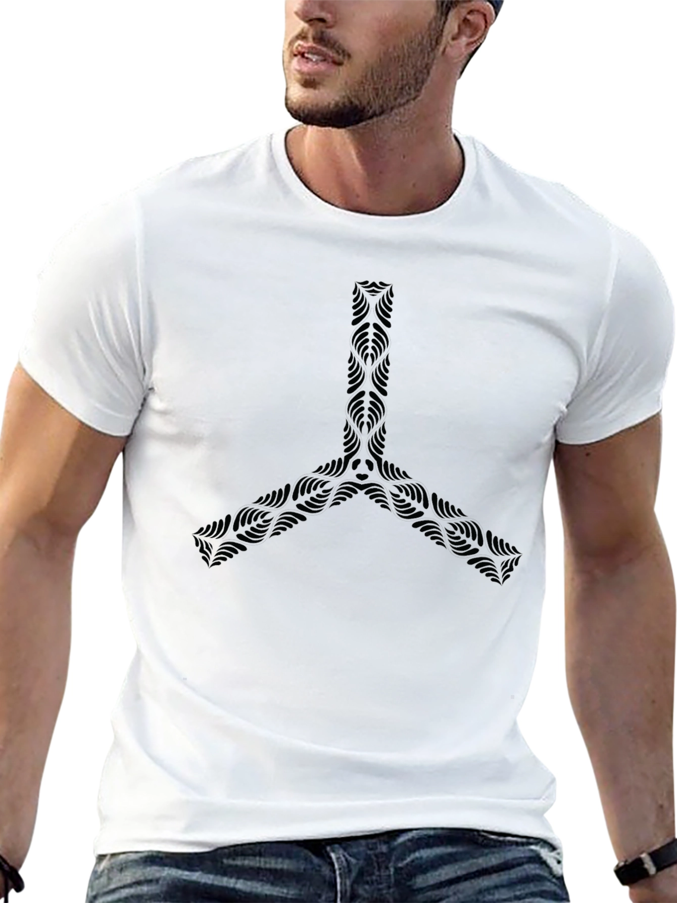 Abstract Graphic Print Black Crew Neck T-Shirt