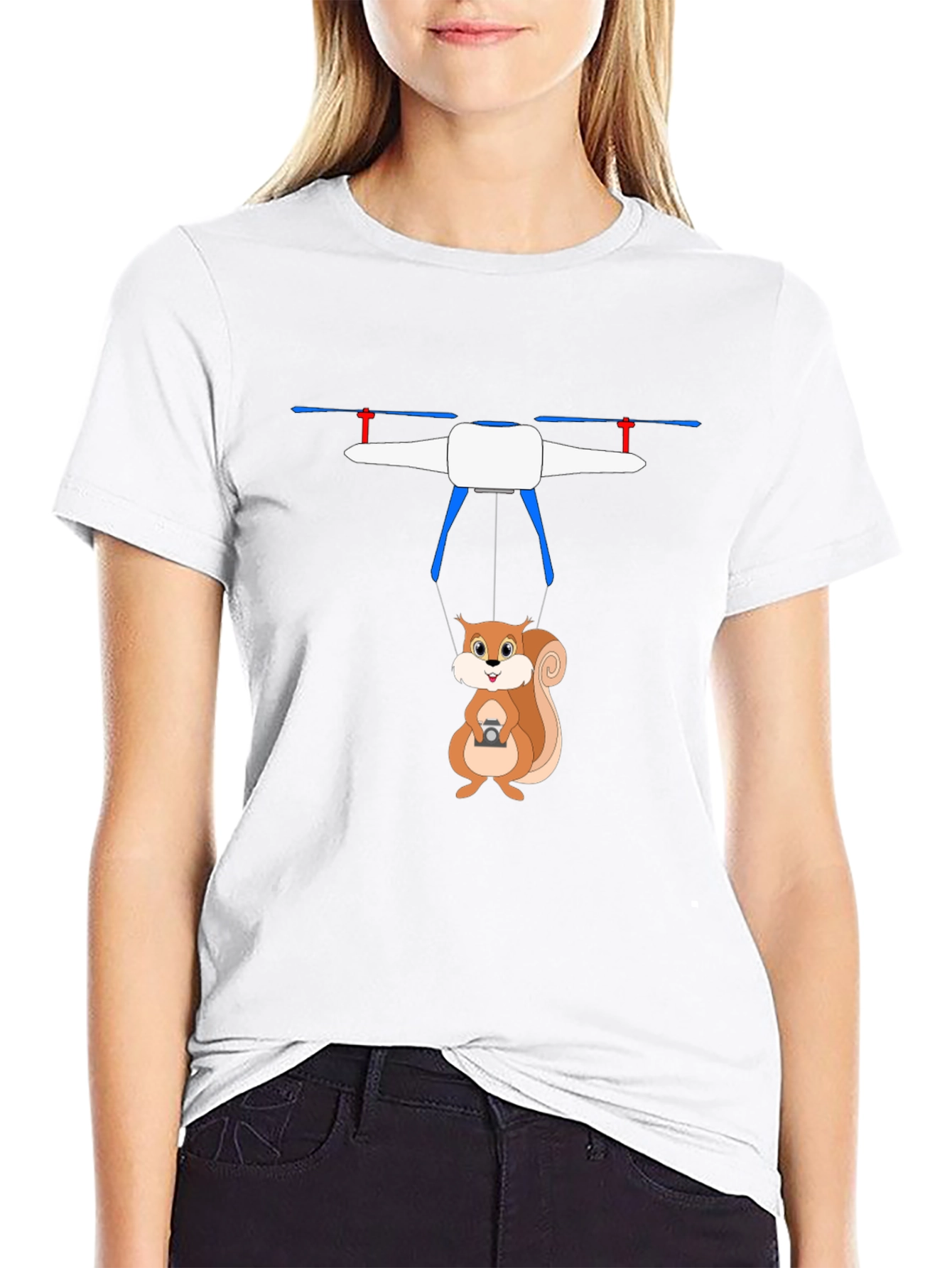 Funny Squirrel Drone Graphic T-Shirt