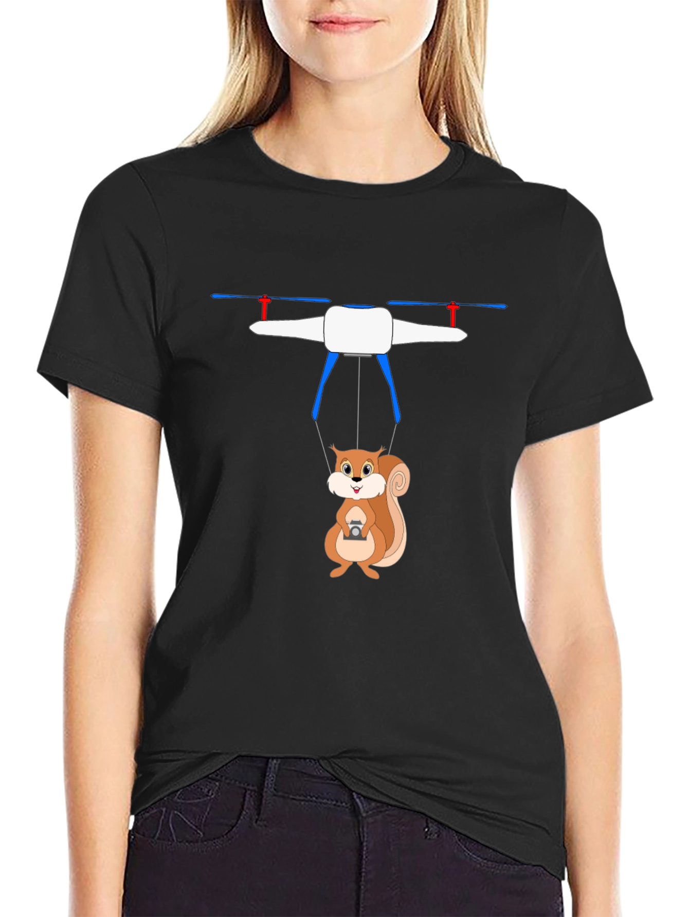 Funny Squirrel Drone Graphic T-Shirt