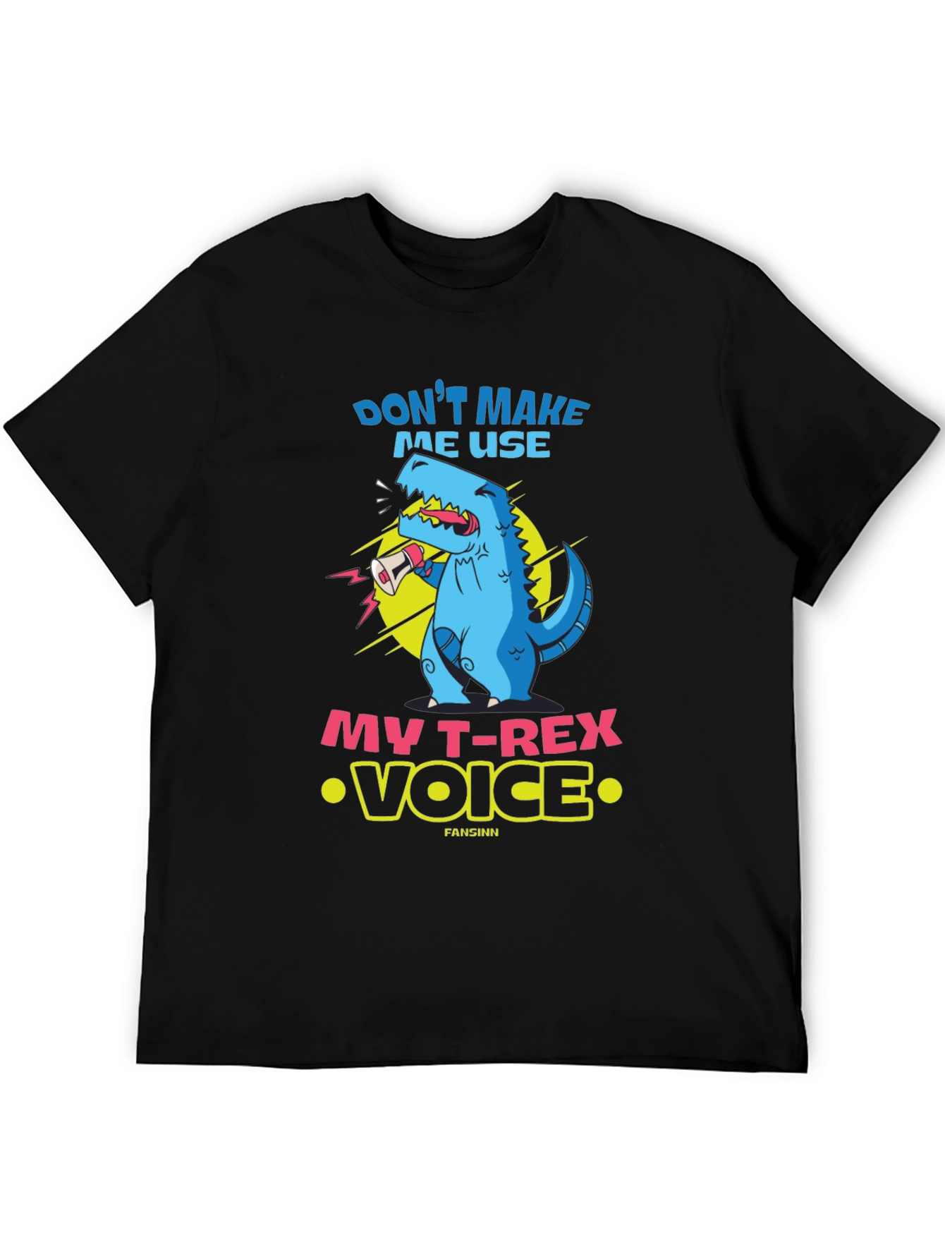 Funny T-Rex Voice Graphic Tee - Black