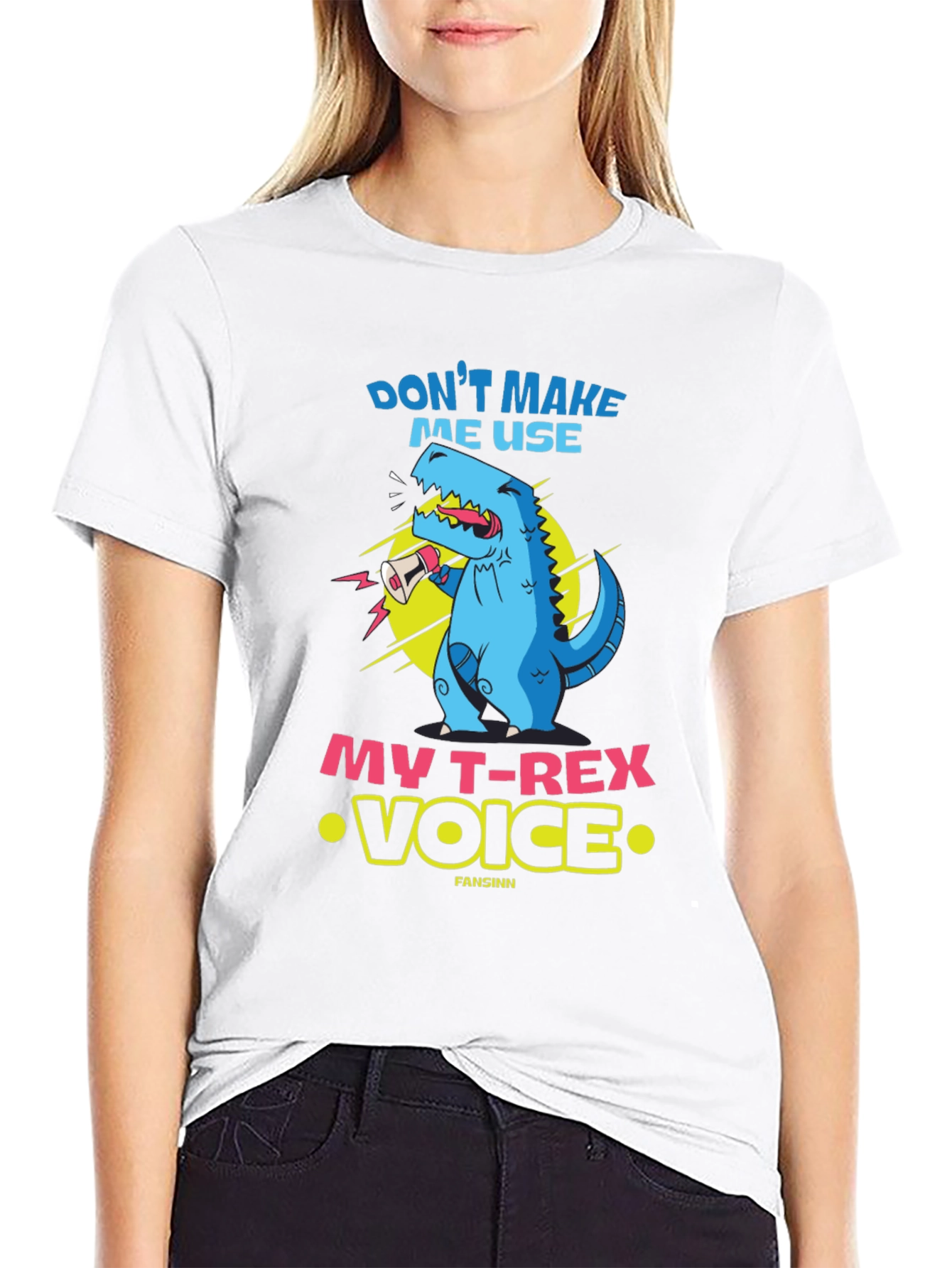 Funny T-Rex Voice Graphic Tee - Black