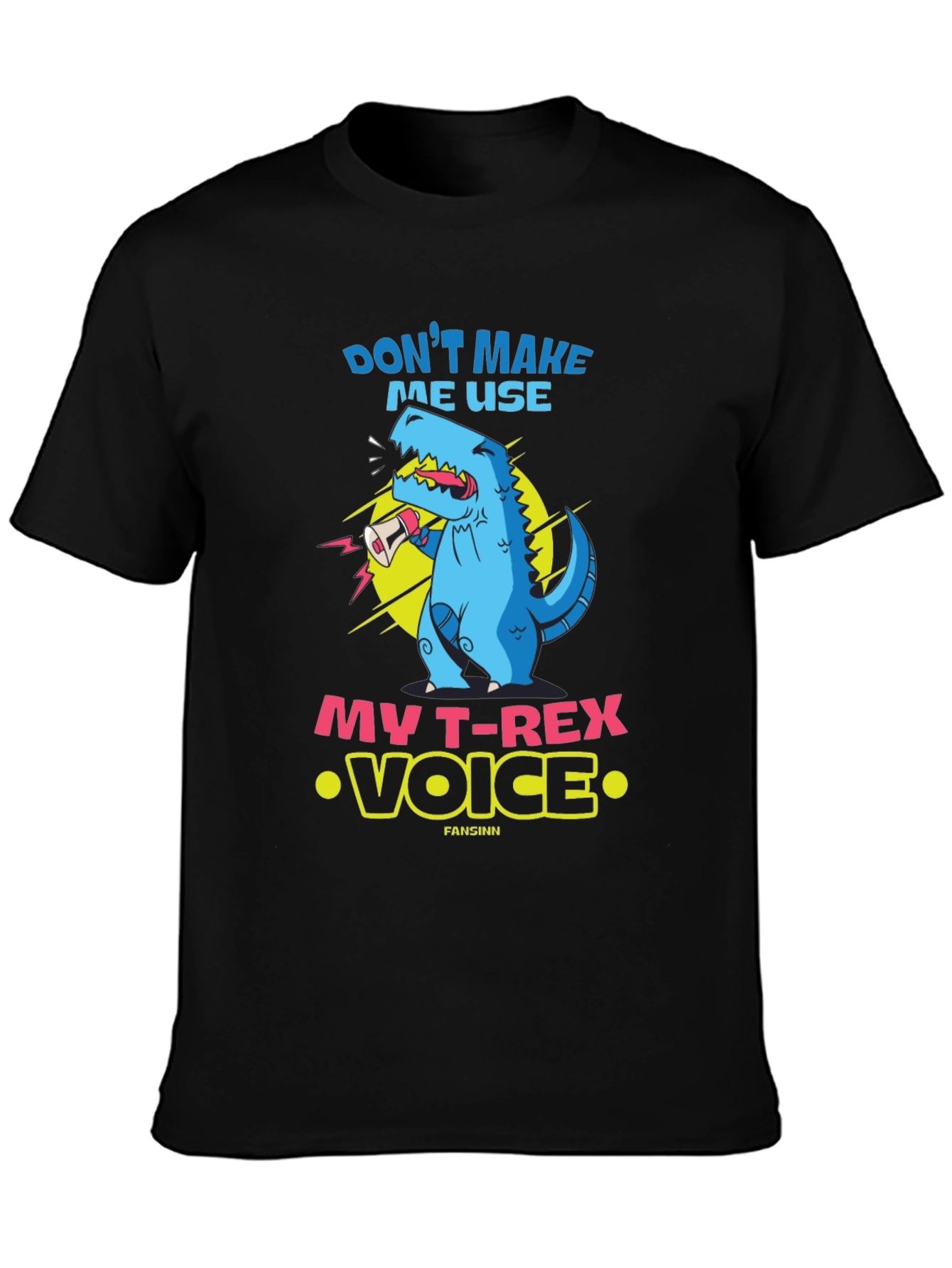 Funny T-Rex Voice Graphic Tee - Black