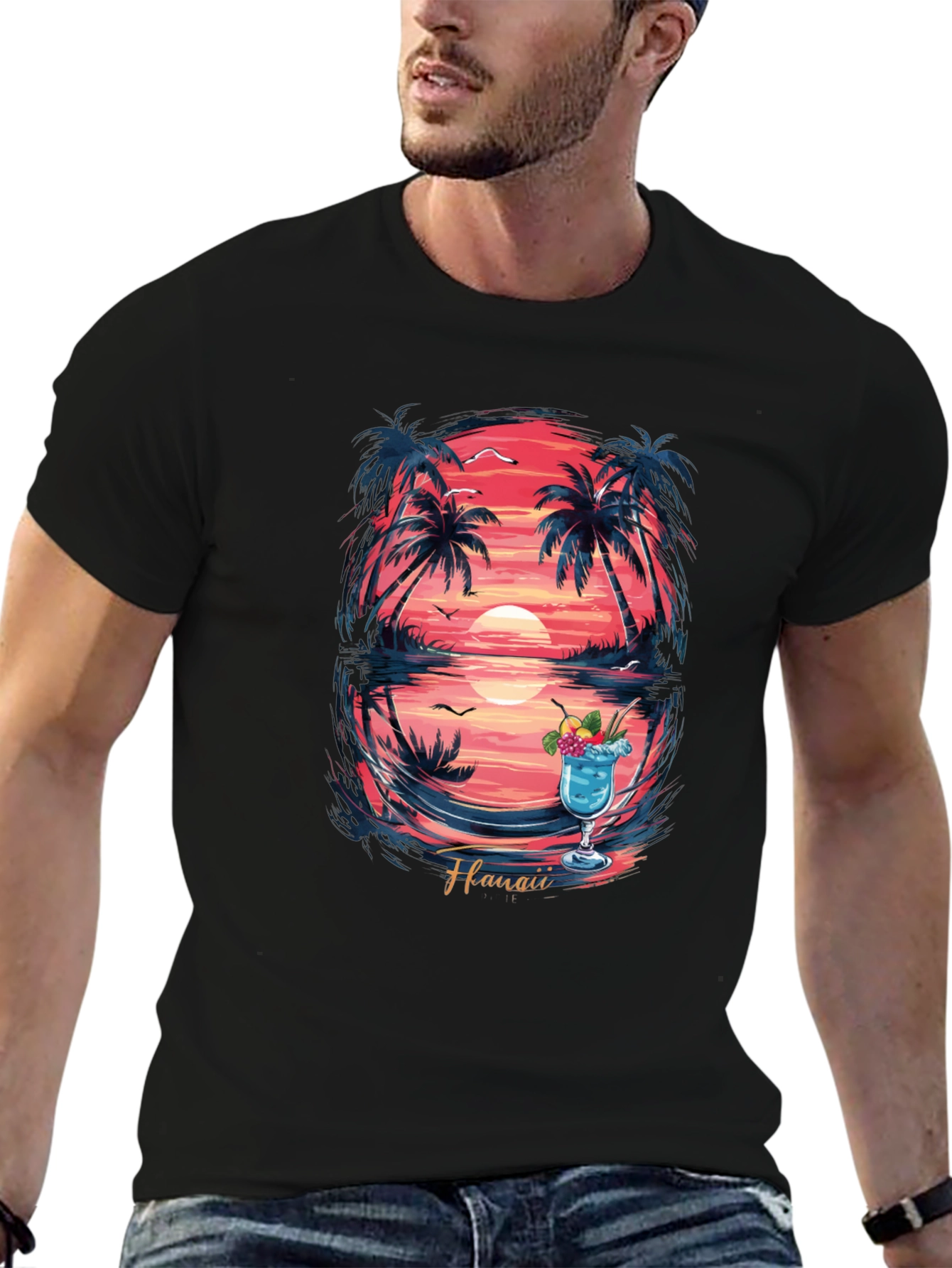 Hawaii Sunset Graphic T-Shirt - Island Vibes