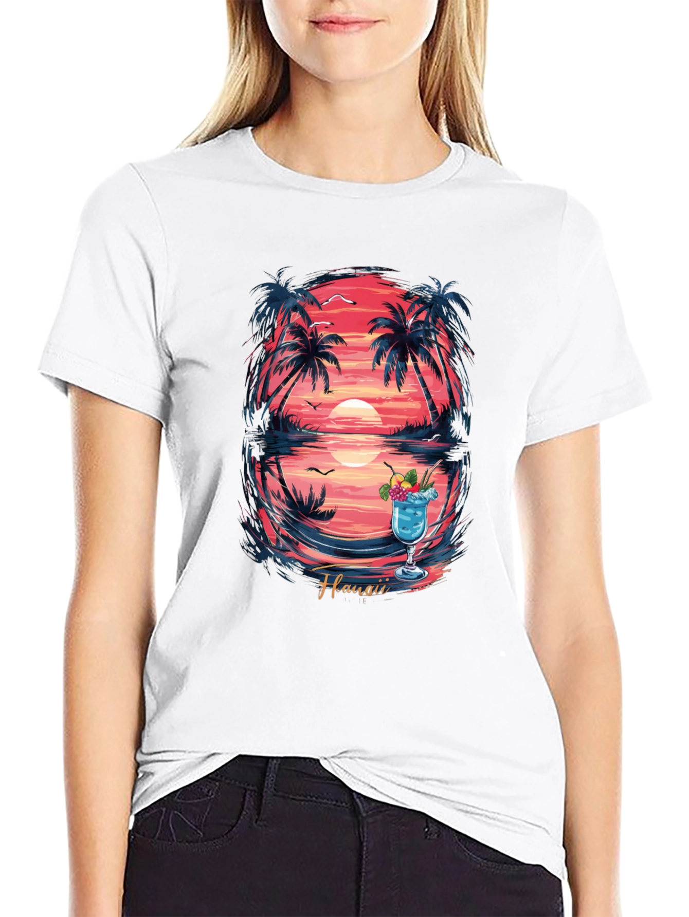 Hawaii Sunset Graphic T-Shirt - Island Vibes