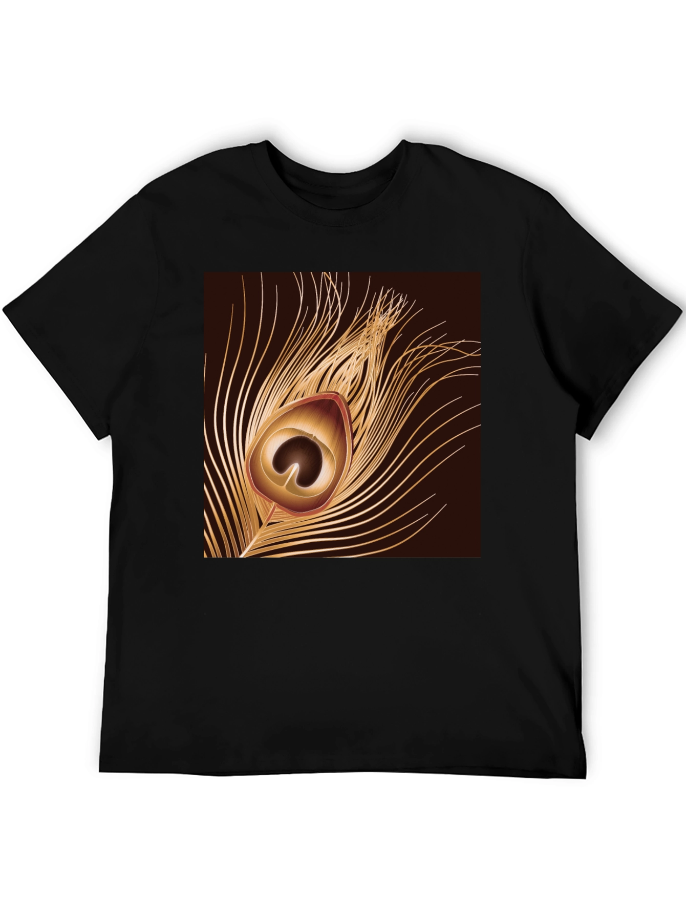 Peacock Feather Graphic Black T-Shirt