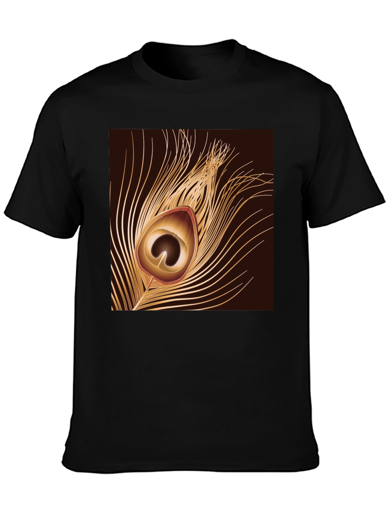 Peacock Feather Graphic Black T-Shirt