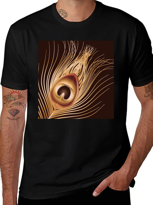 Peacock Feather Graphic Black T-Shirt
