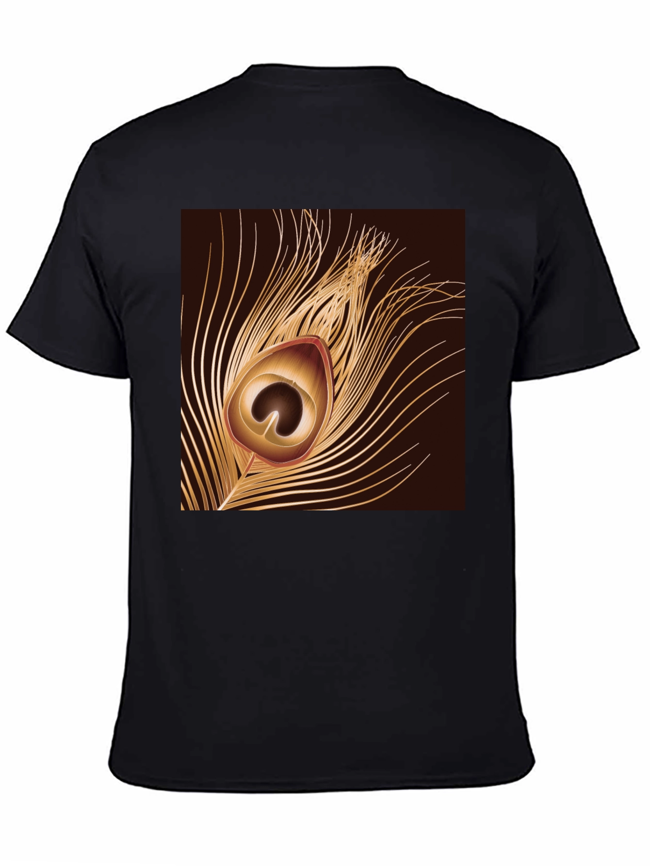 Peacock Feather Graphic Black T-Shirt