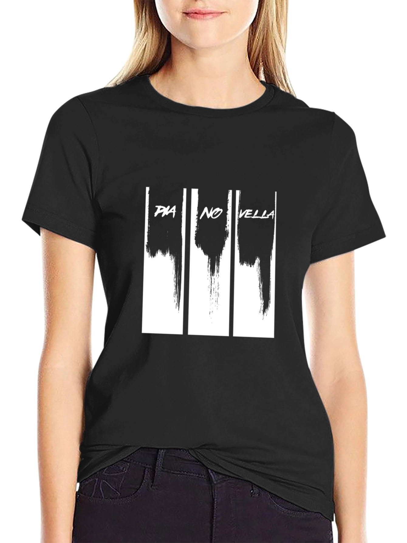 Pia No Vella Graphic Print Black T-Shirt