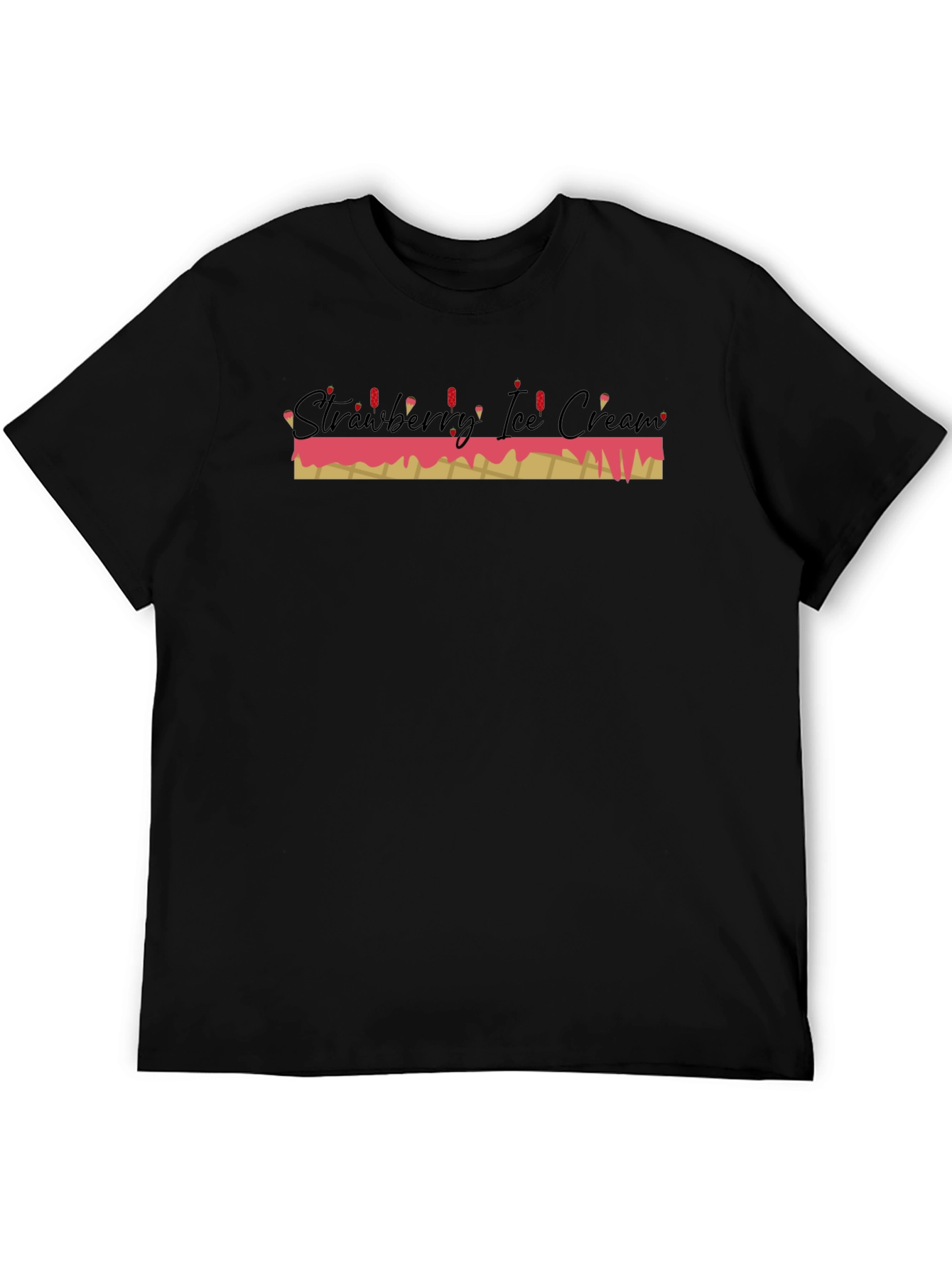 Strawberry Ice Cream Graphic Tee - Black