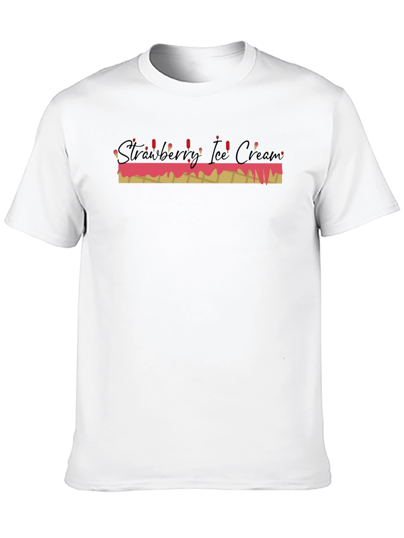Strawberry Ice Cream Graphic Tee - Black