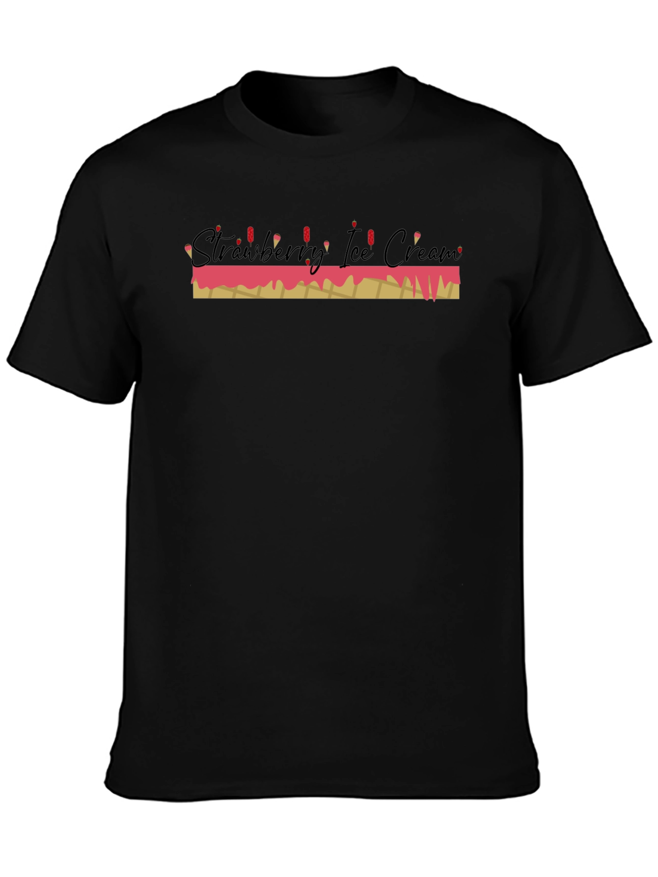 Strawberry Ice Cream Graphic Tee - Black