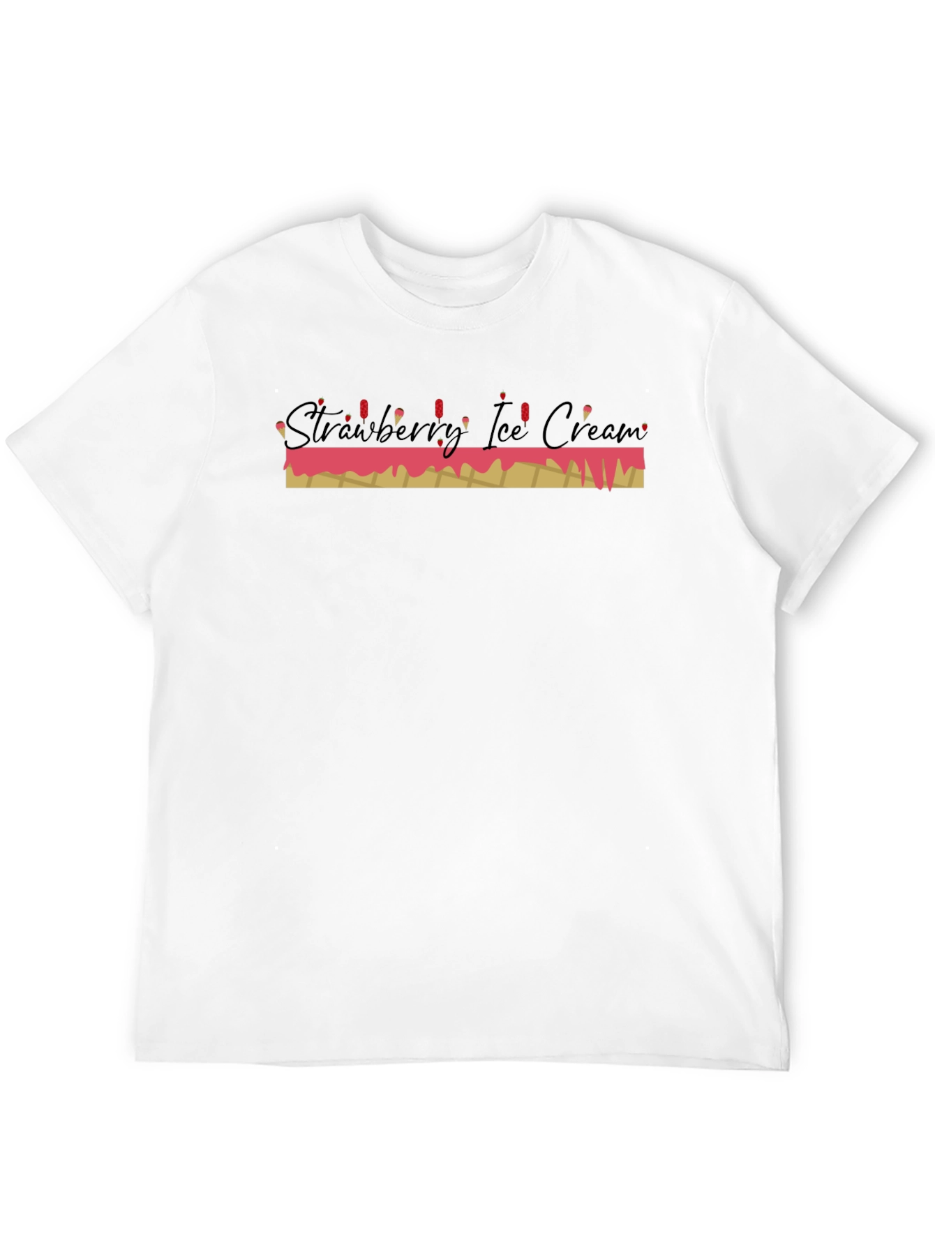 Strawberry Ice Cream Graphic Tee - Black
