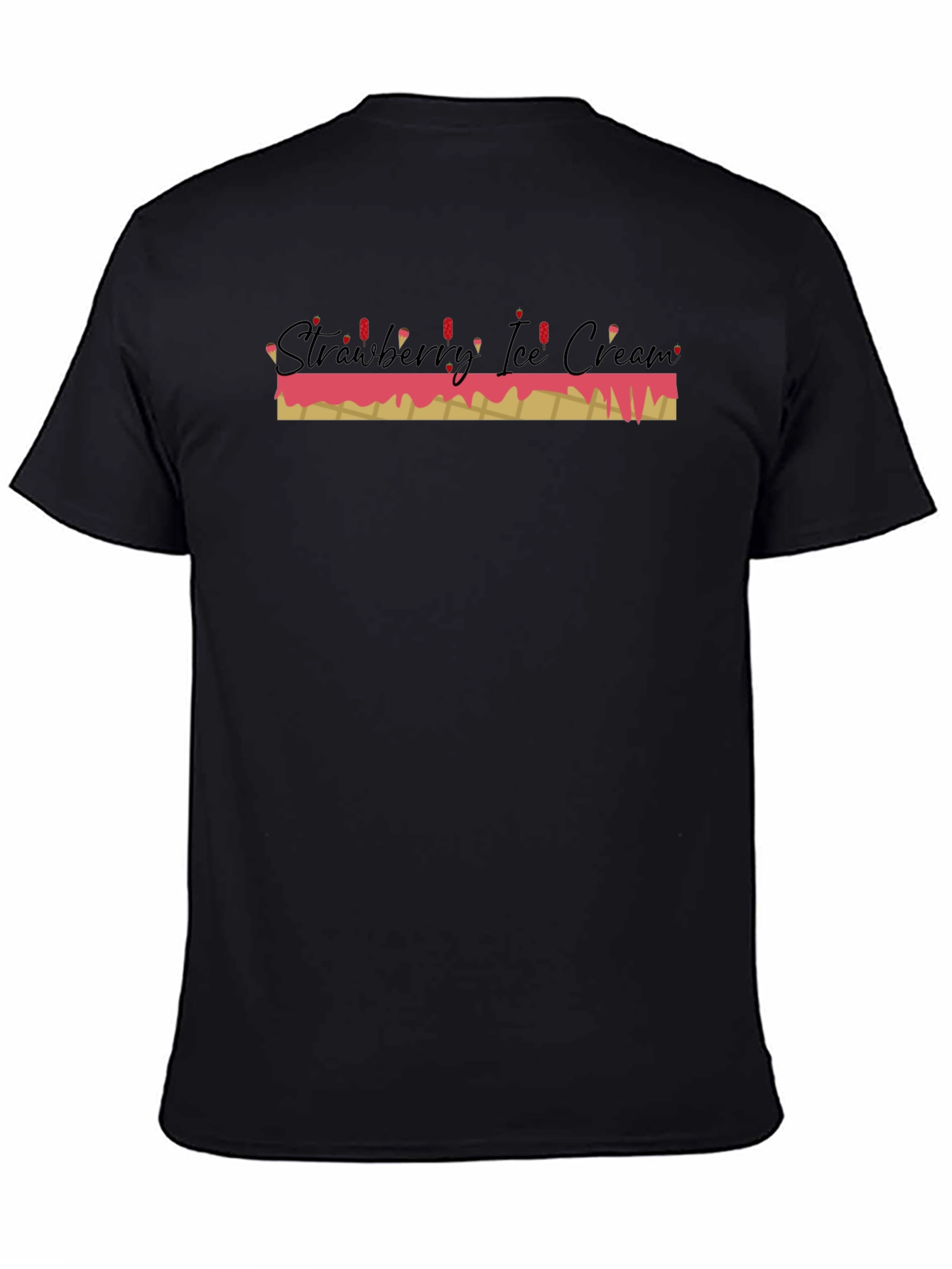 Strawberry Ice Cream Graphic Tee - Black