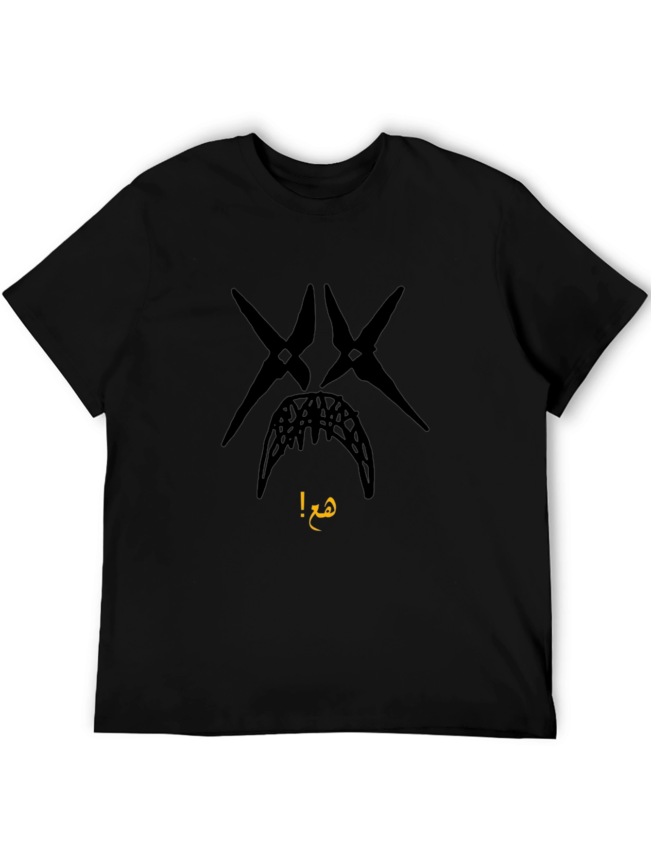 Edgy Graphic Tee - Black Crew Neck Cotton T-Shirt