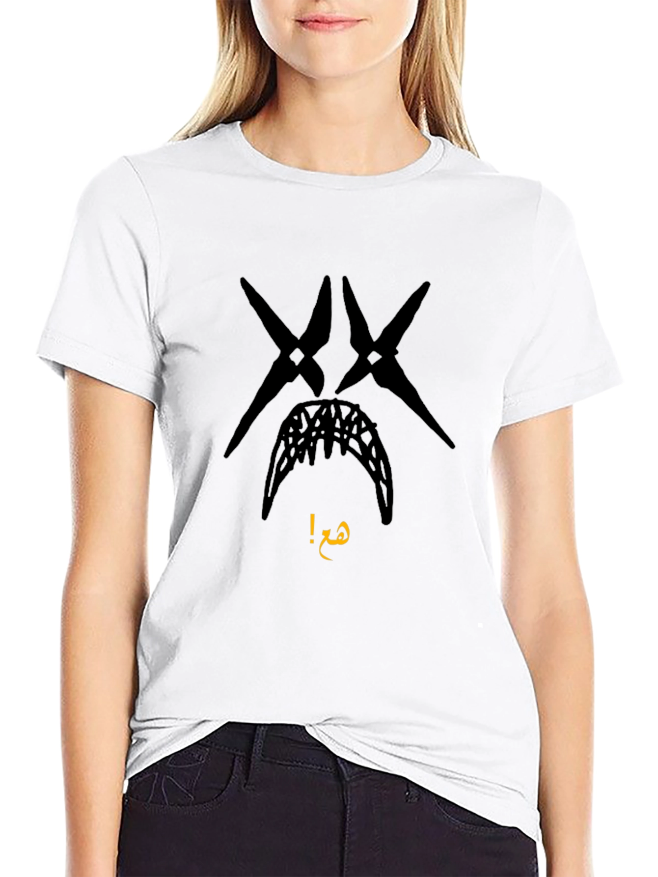 Edgy Graphic Tee - Black Crew Neck Cotton T-Shirt